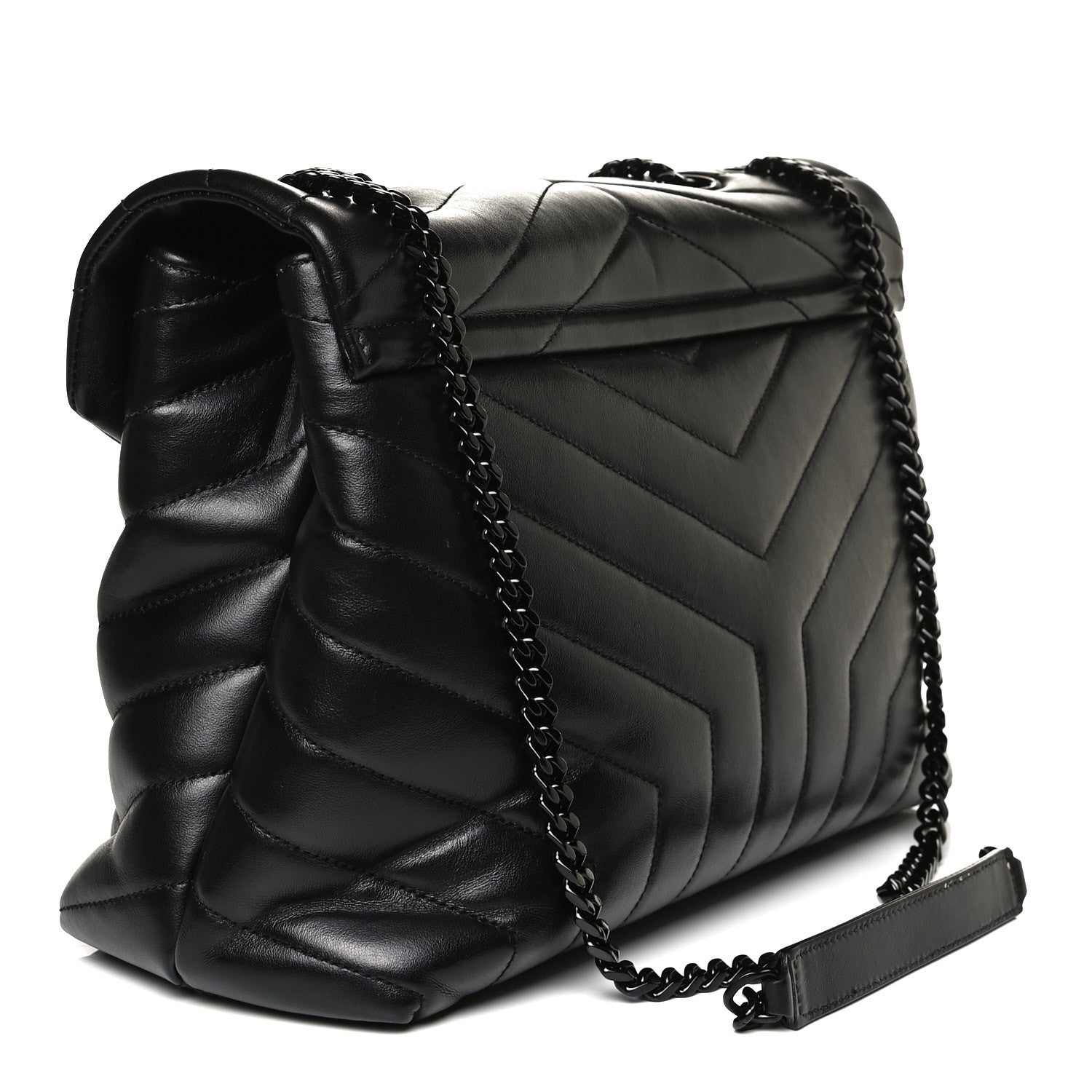 Saint Laurent Calfskin Y Quilted Monogram Medium Loulou Chain Satchel Black 2 of 17