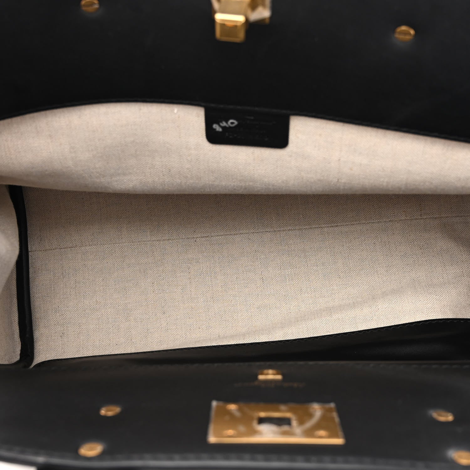 Salvatore Ferragamo Canvas Calfskin Gancini The Studio Bag Black Beige 6 of 10