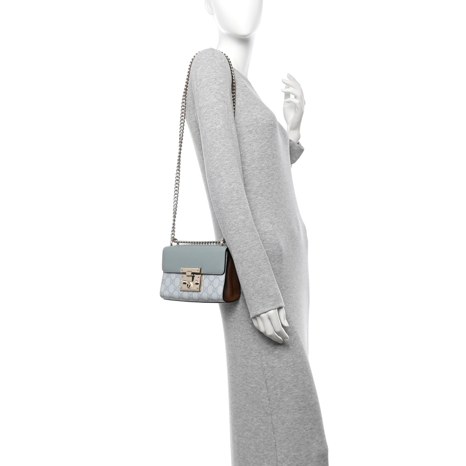Gucci GG Supreme Monogram Calfskin Small Padlock Shoulder Bag Light Blue 2 of 11