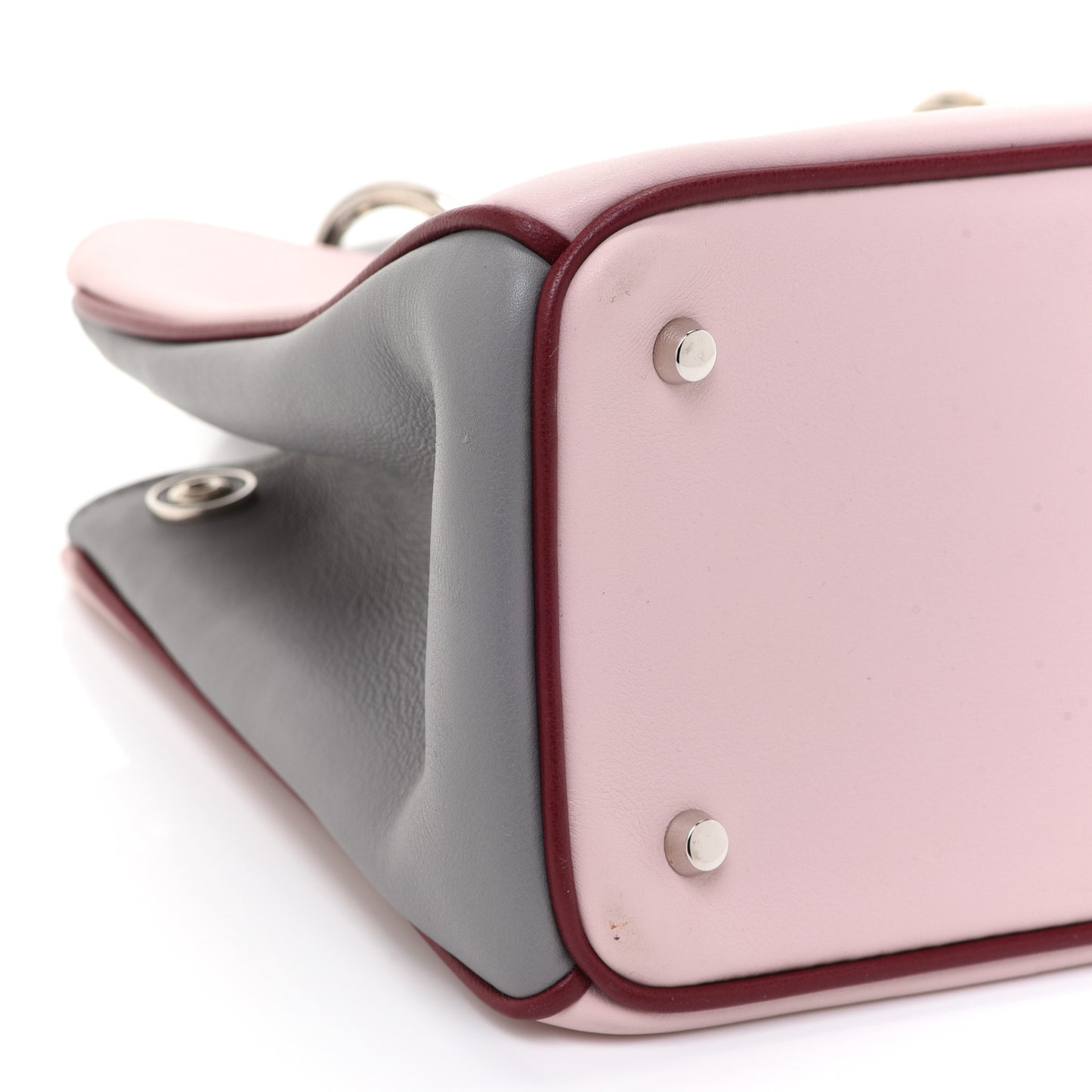 Smooth Calfskin Mini Tri-Color Diorissimo Tote Pink Grey Burgundy