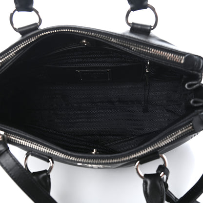Prada Soft Calfskin Double Zip Shoulder Bag Black 5 of 9
