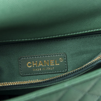 Chanel Caviar Quilted Small Coco Handle Flap Green 9 of 11