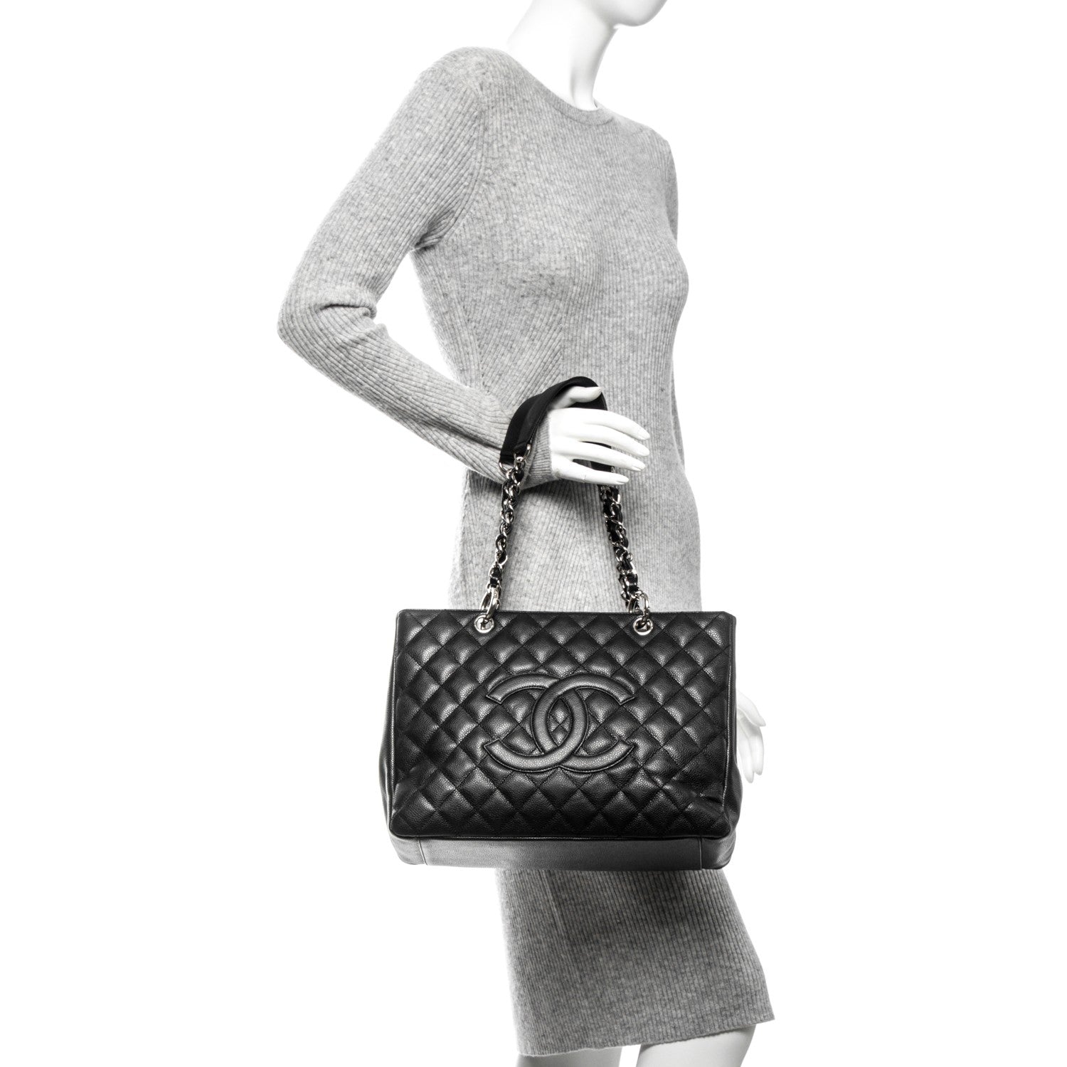 Chanel Caviar Quilted Grand Shopping Tote GST Black 2 of 7