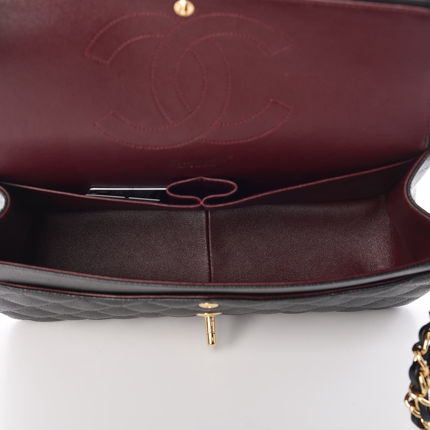 Caviar Quilted Jumbo Double Flap Black