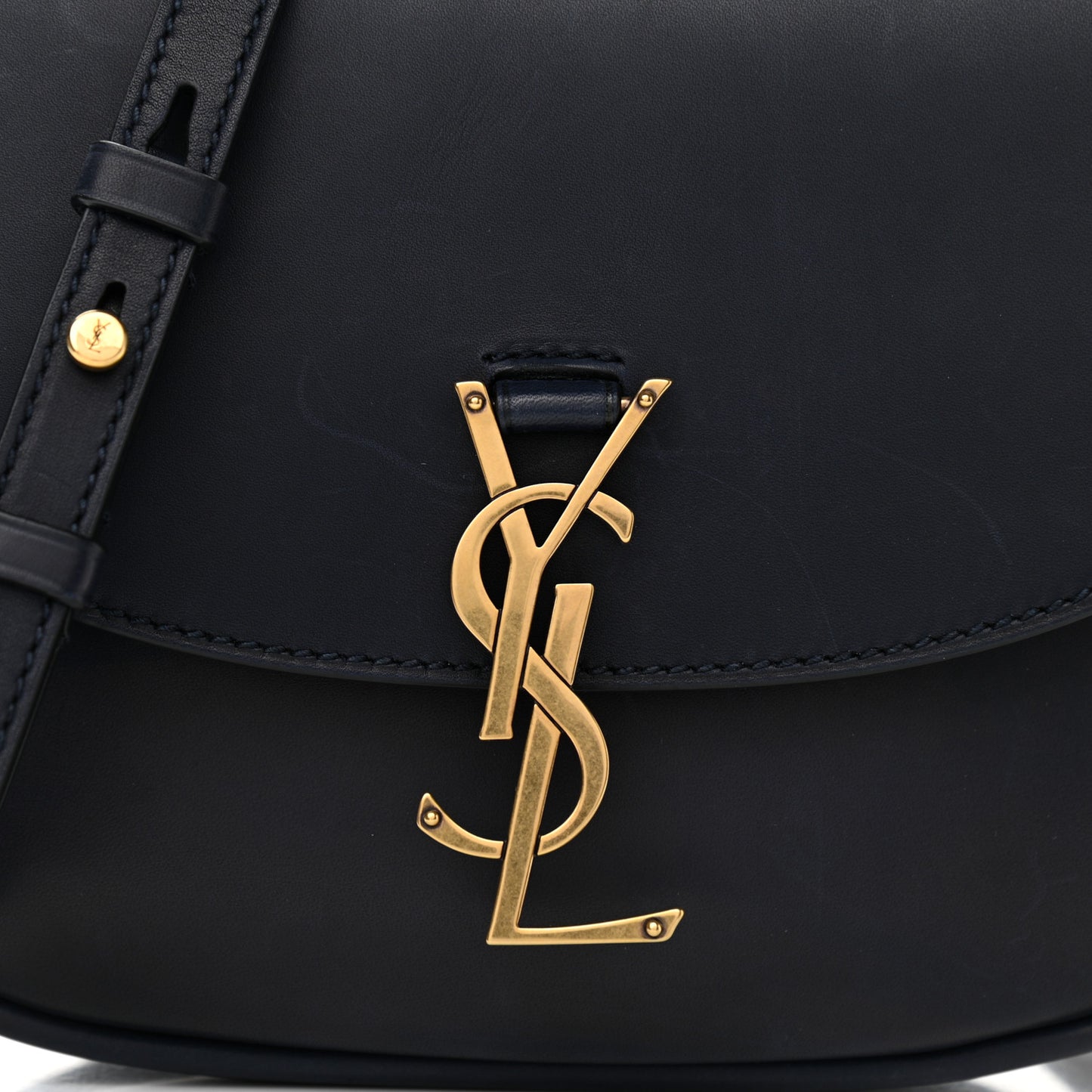 Smooth Calfskin Monogram Medium Kaia Satchel Deep Marine