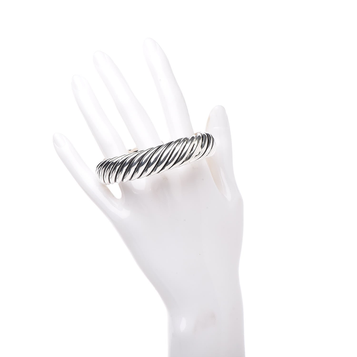 David Yurman Sterling Silver 18K Yellow Gold 15mm Sculpted Cable Cuff Bracelet 2 of 5