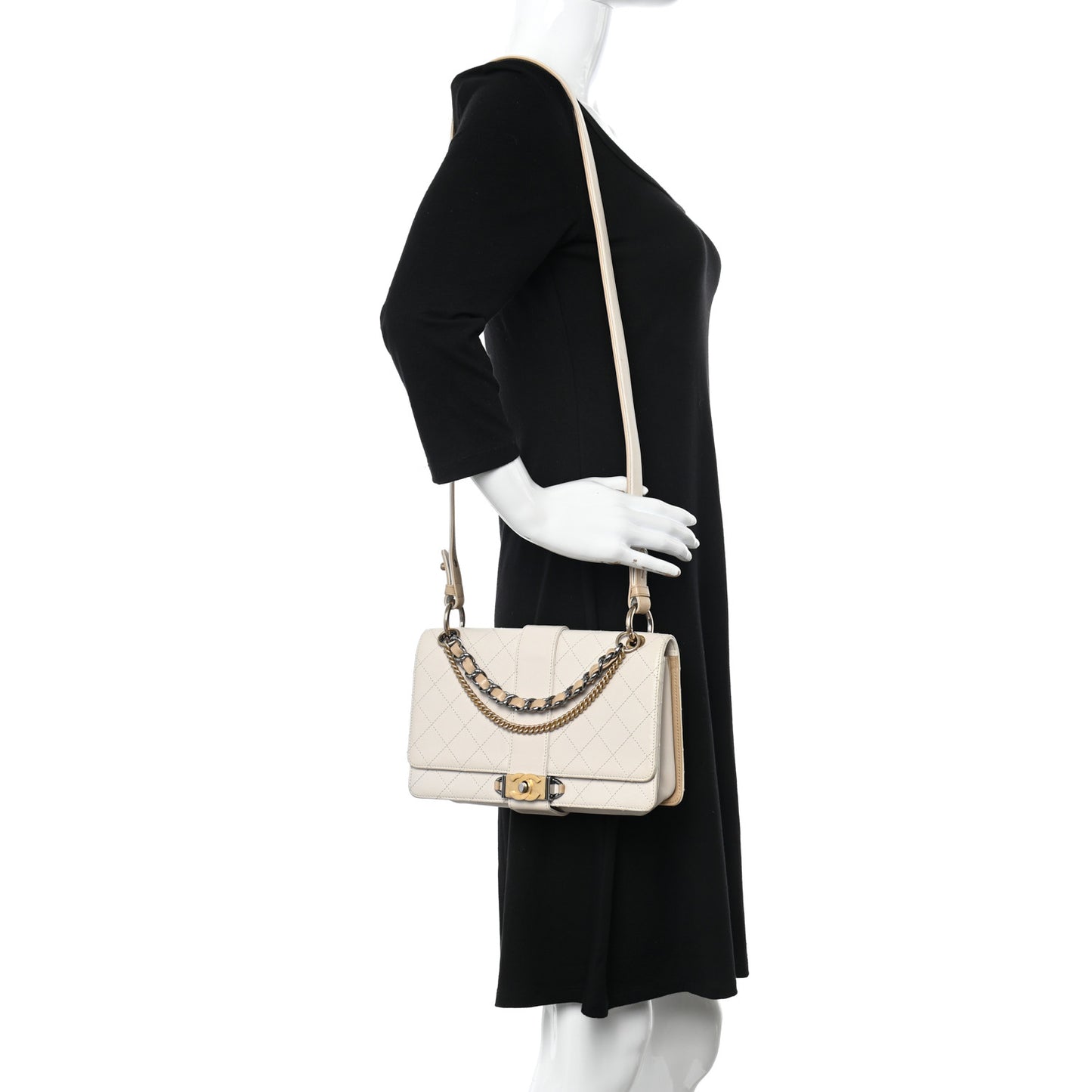 Calfskin Stitched Flap White