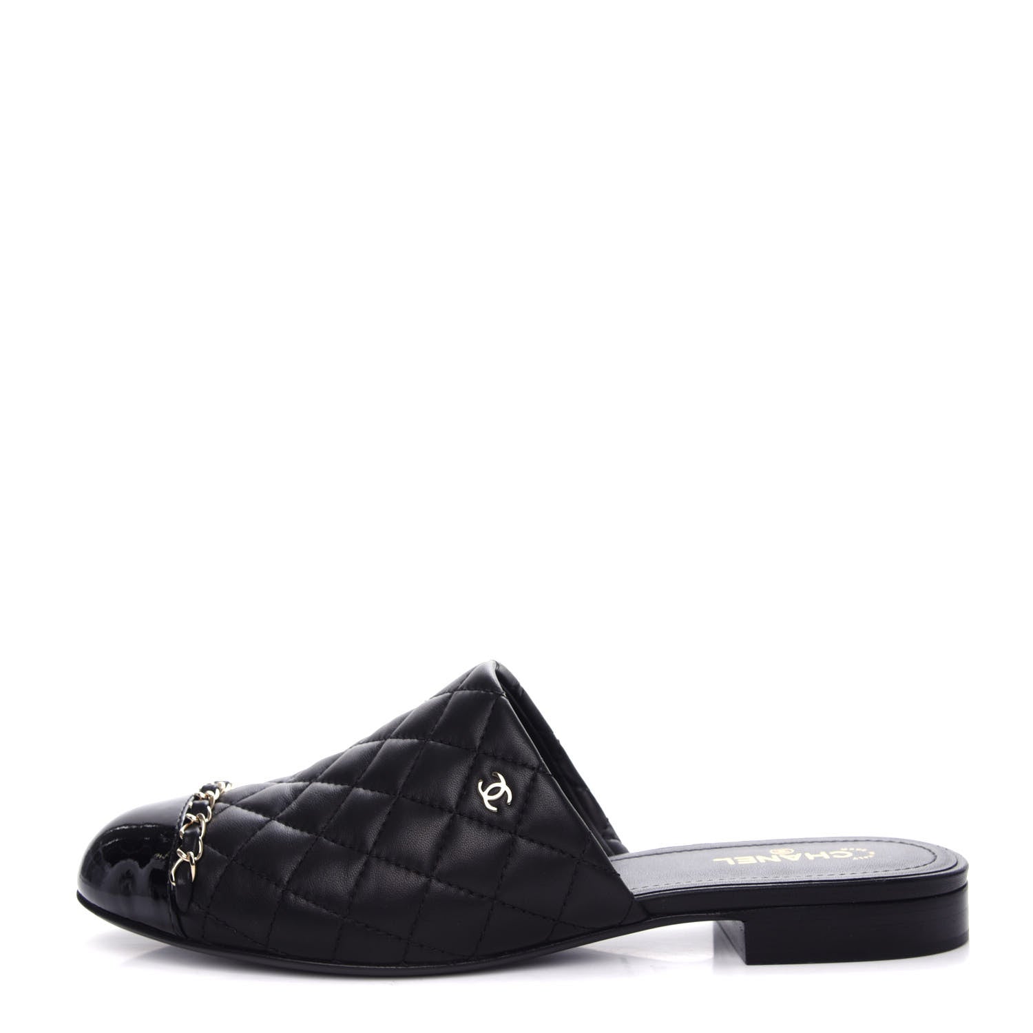 Chanel Lambskin Quilted Chain Mules 39 Black 1 of 11