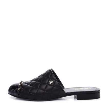Chanel Lambskin Quilted Chain Mules 39 Black 1 of 11