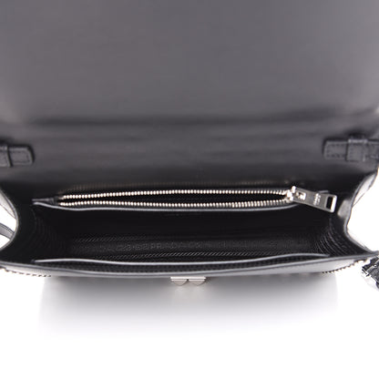 Prada City Calfskin Orchid Print Studded Elektra Shoulder Bag Fuoco Black 4 of 11