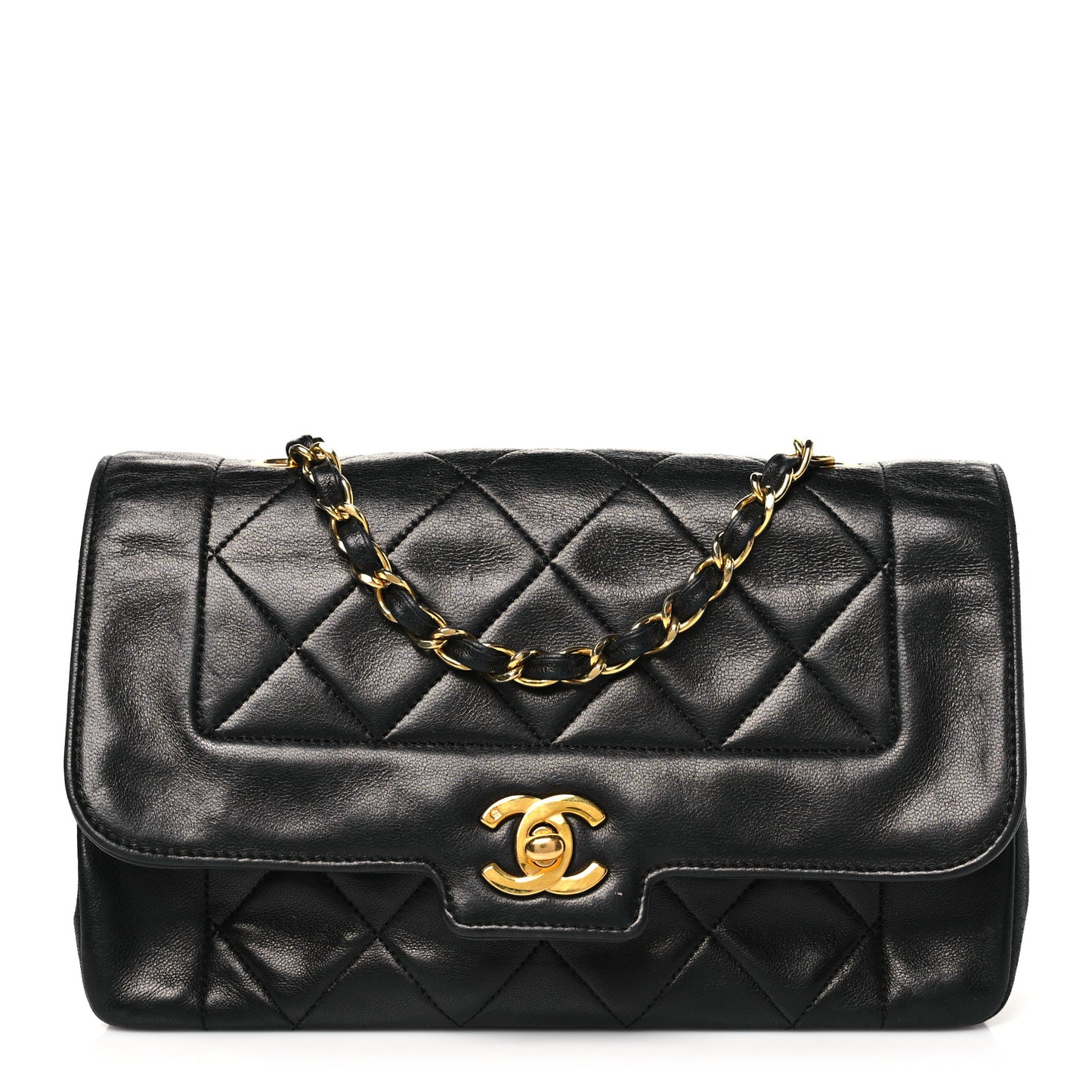 Lambskin Quilted Small Single Flap Black
