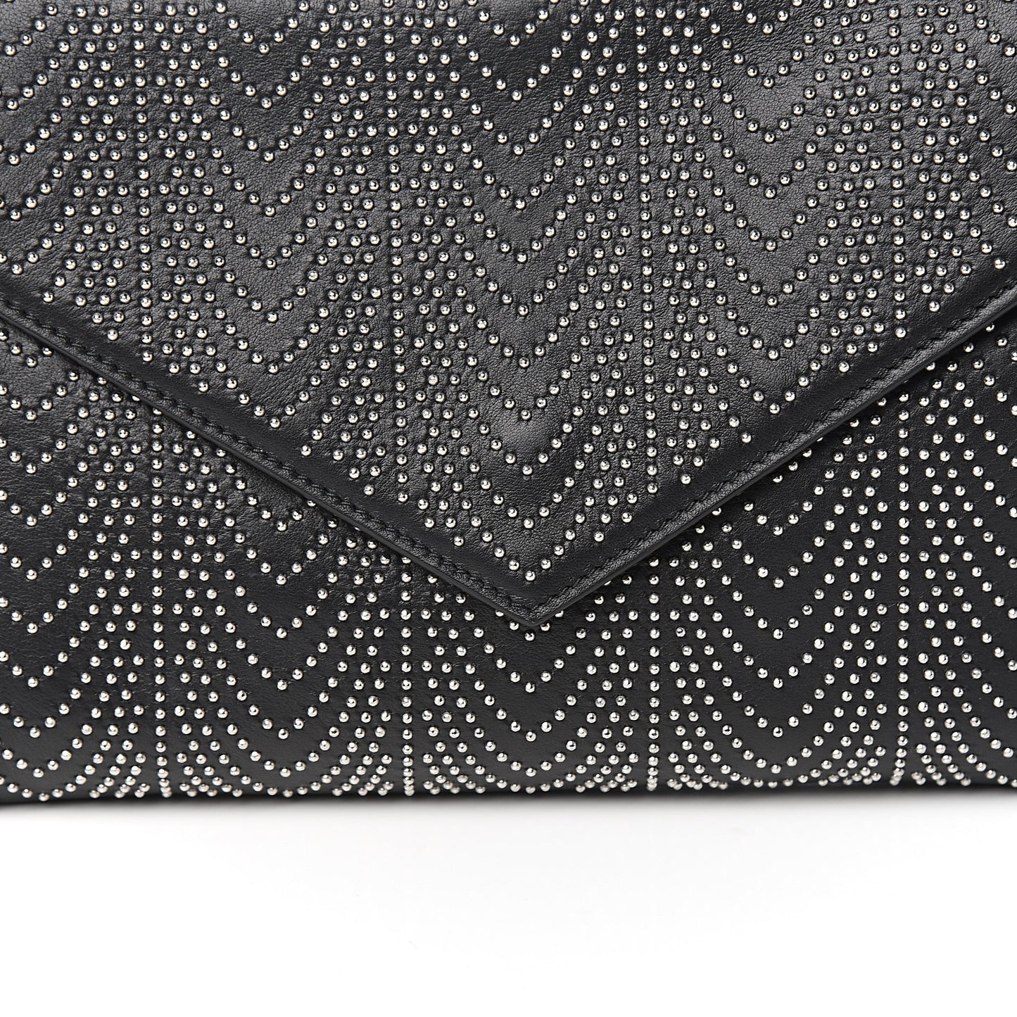 Calfskin Studded Envelope Clutch Black