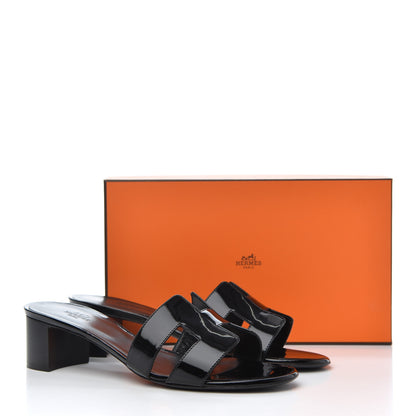 Hermes Patent Oasis Sandals 40 Black 11 of 11