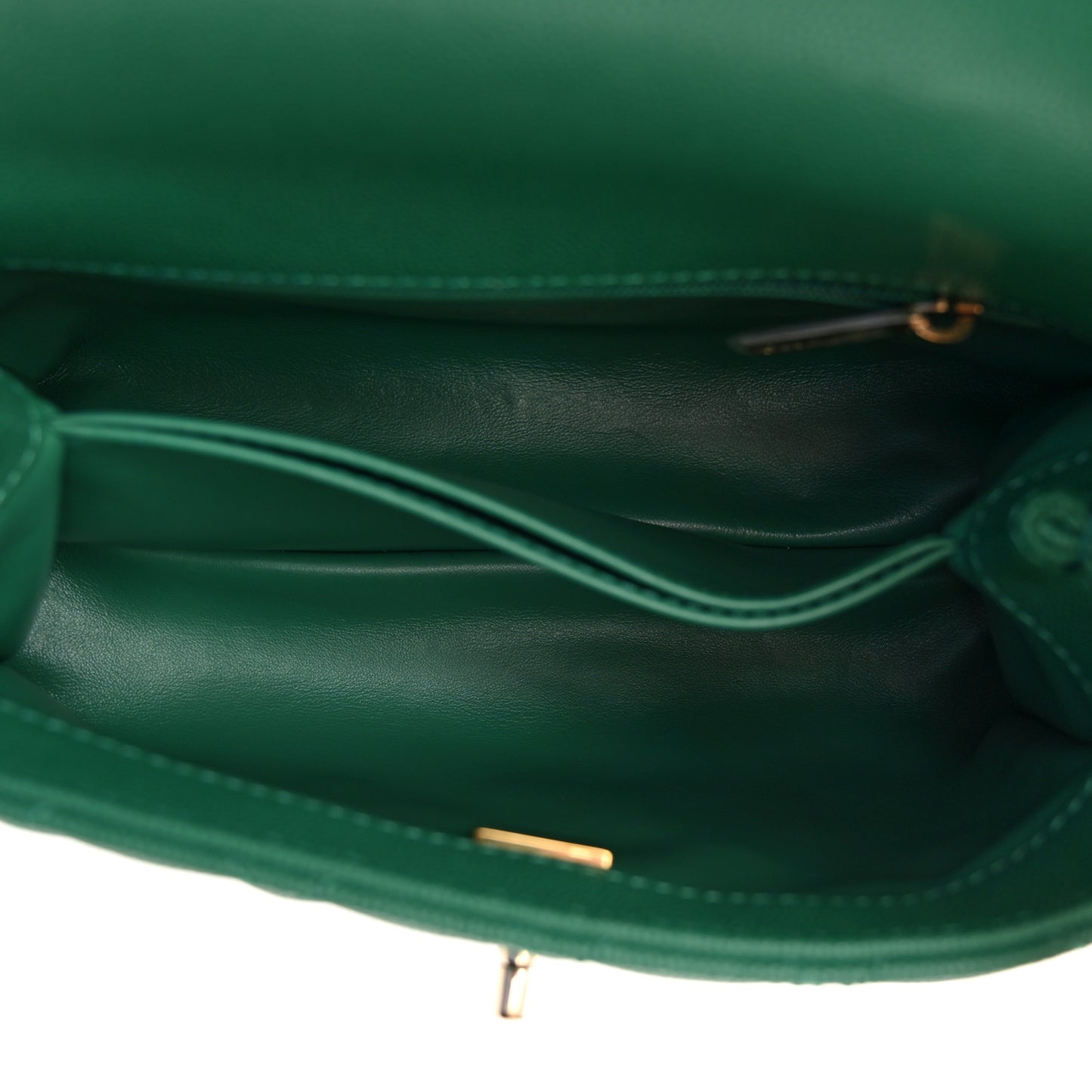 Caviar Quilted Mini Coco Handle Flap Green