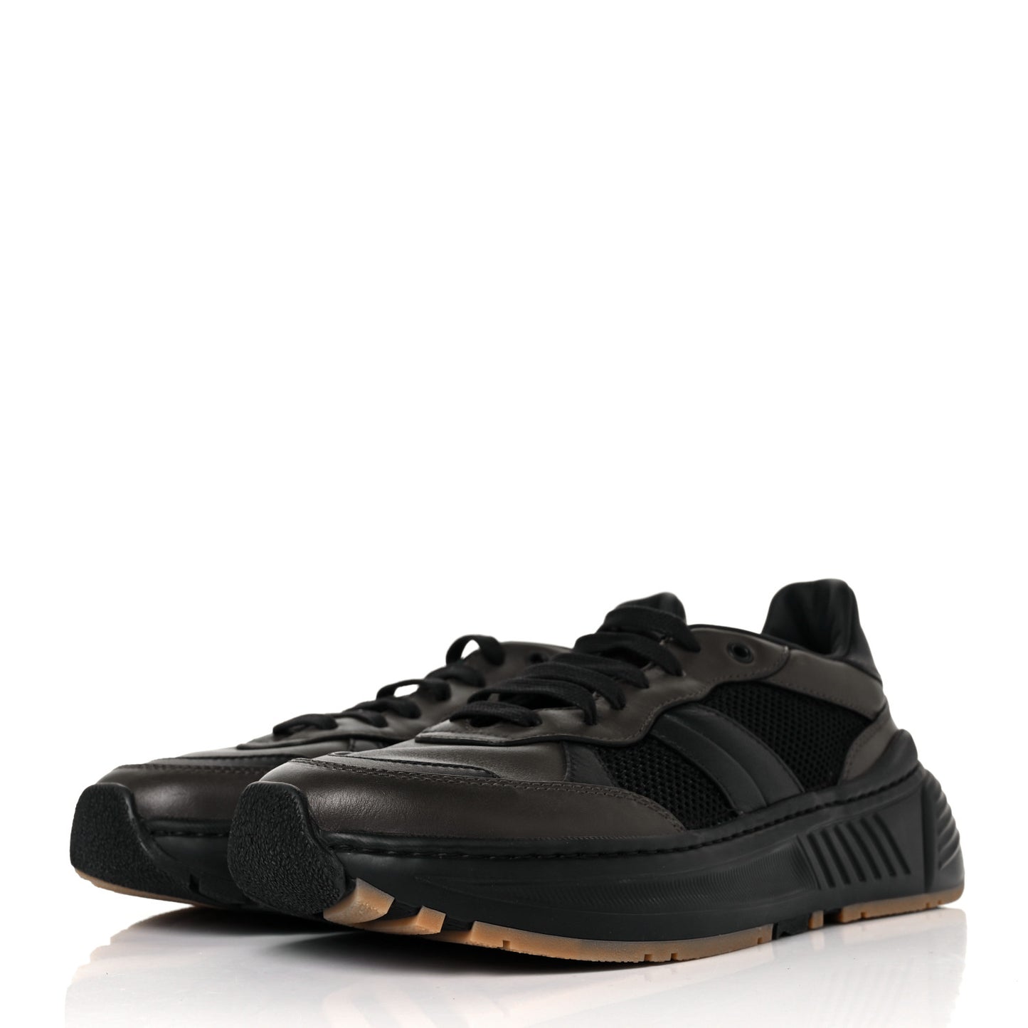 Calfskin Technical Mesh Speedster Sneakers 41 Black Khaki