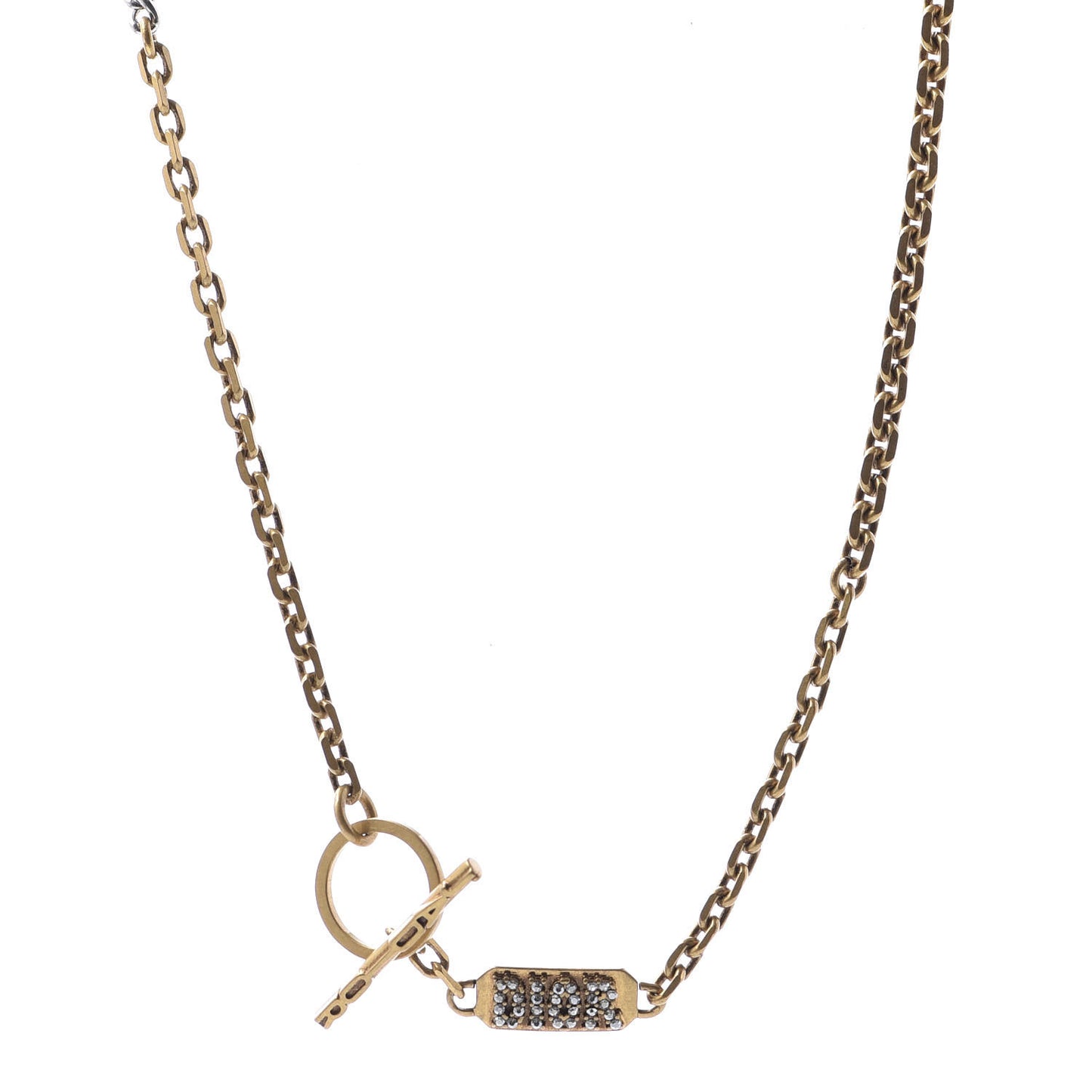 Crystal Logo Chain Necklace Gold Silver