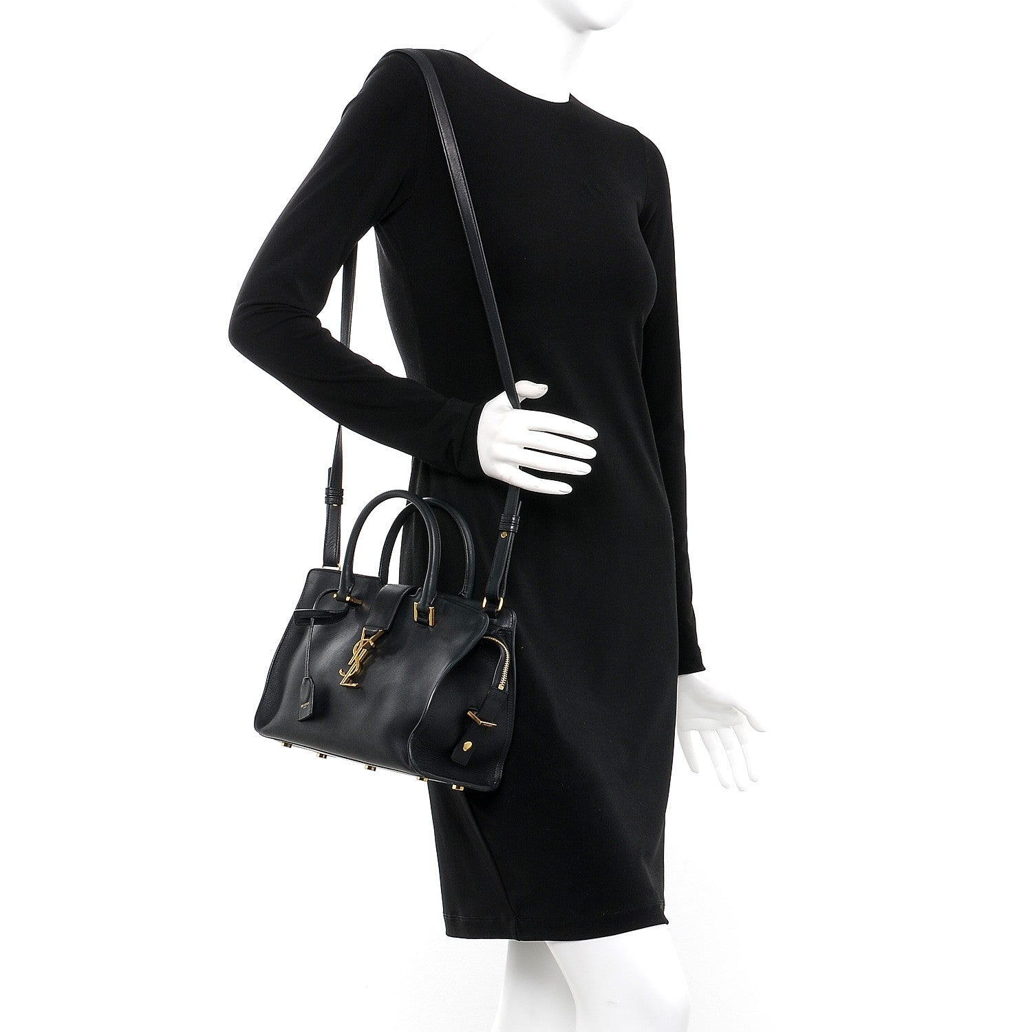 Saint Laurent Calfskin Monogram Baby Downtown Cabas Black 2 of 7