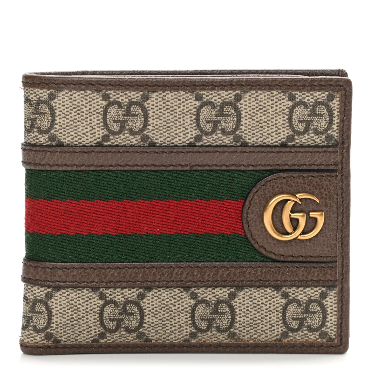 GG Supreme Monogram Web Mens Ophidia Bi-Fold Wallet Beige New Acero