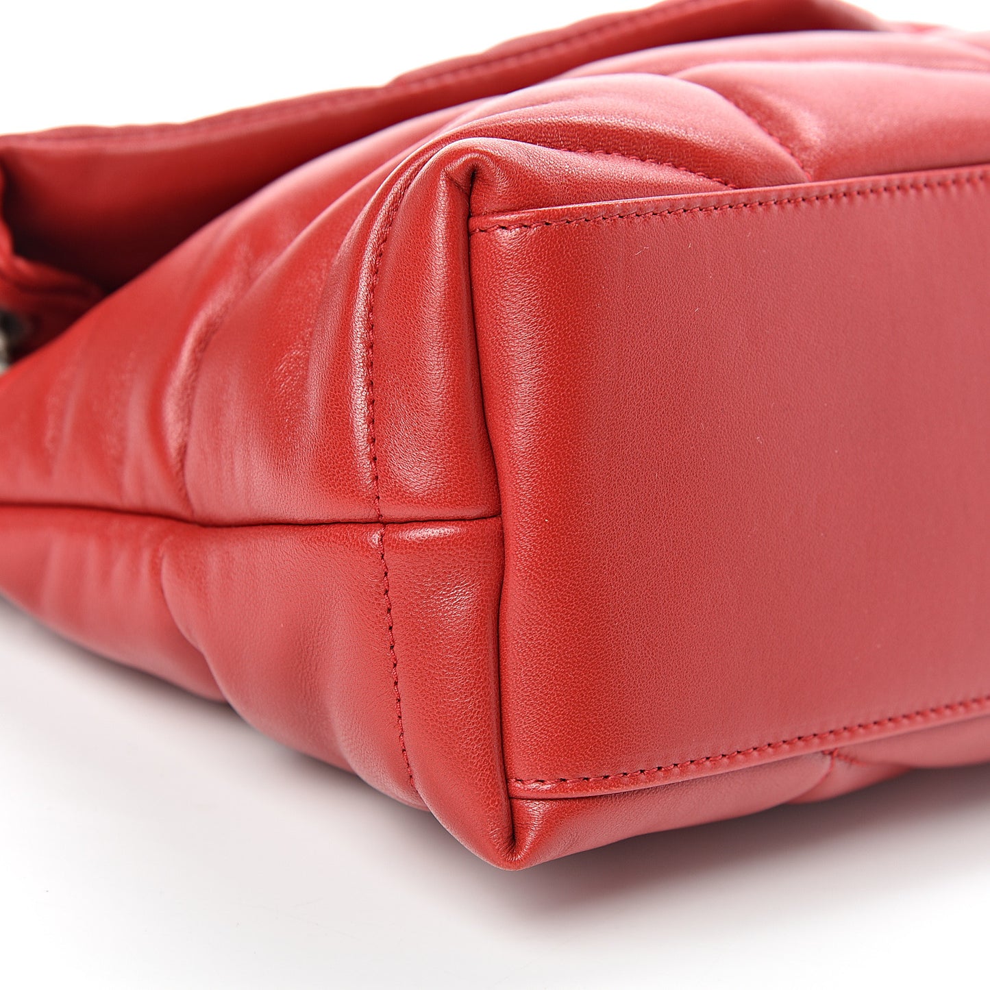 Lambskin Quilted Small Loulou Puffer Monogram Chain Satchel Red
