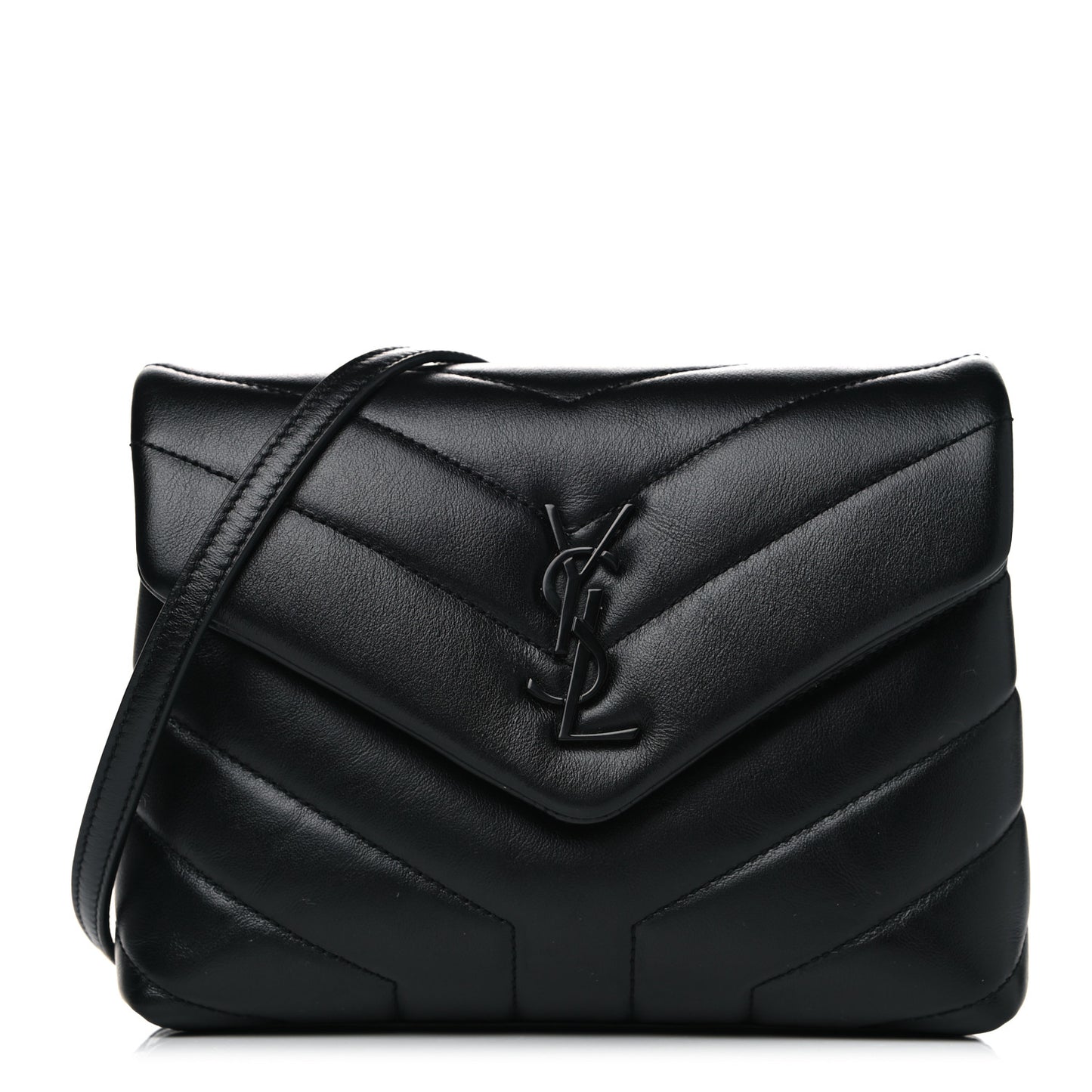 Calfskin Y Quilted Monogram Toy Loulou Crossbody Bag Black