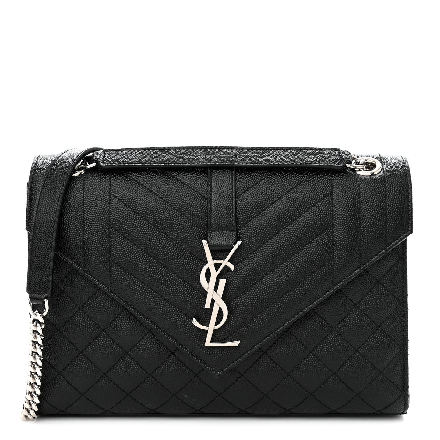 Grain De Poudre Textured Mixed Matelasse Triquilt Medium Monogram Satchel Black