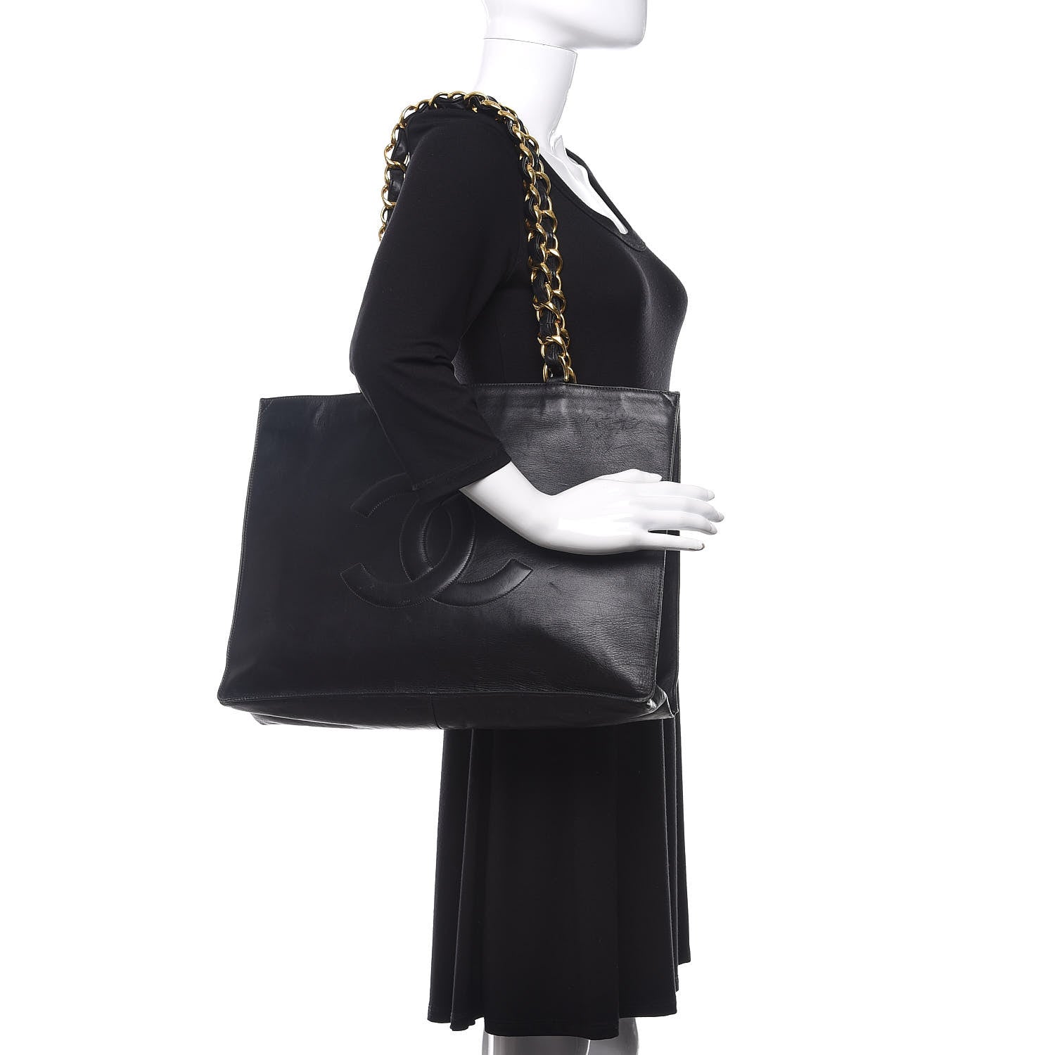 Chanel Lambskin CC Tote Black 2 of 11