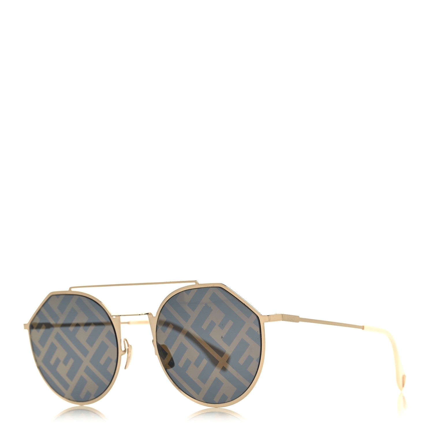 Fendi Metal Eyeline Aviator Sunglasses FF M0021/S Gold 1 of 8