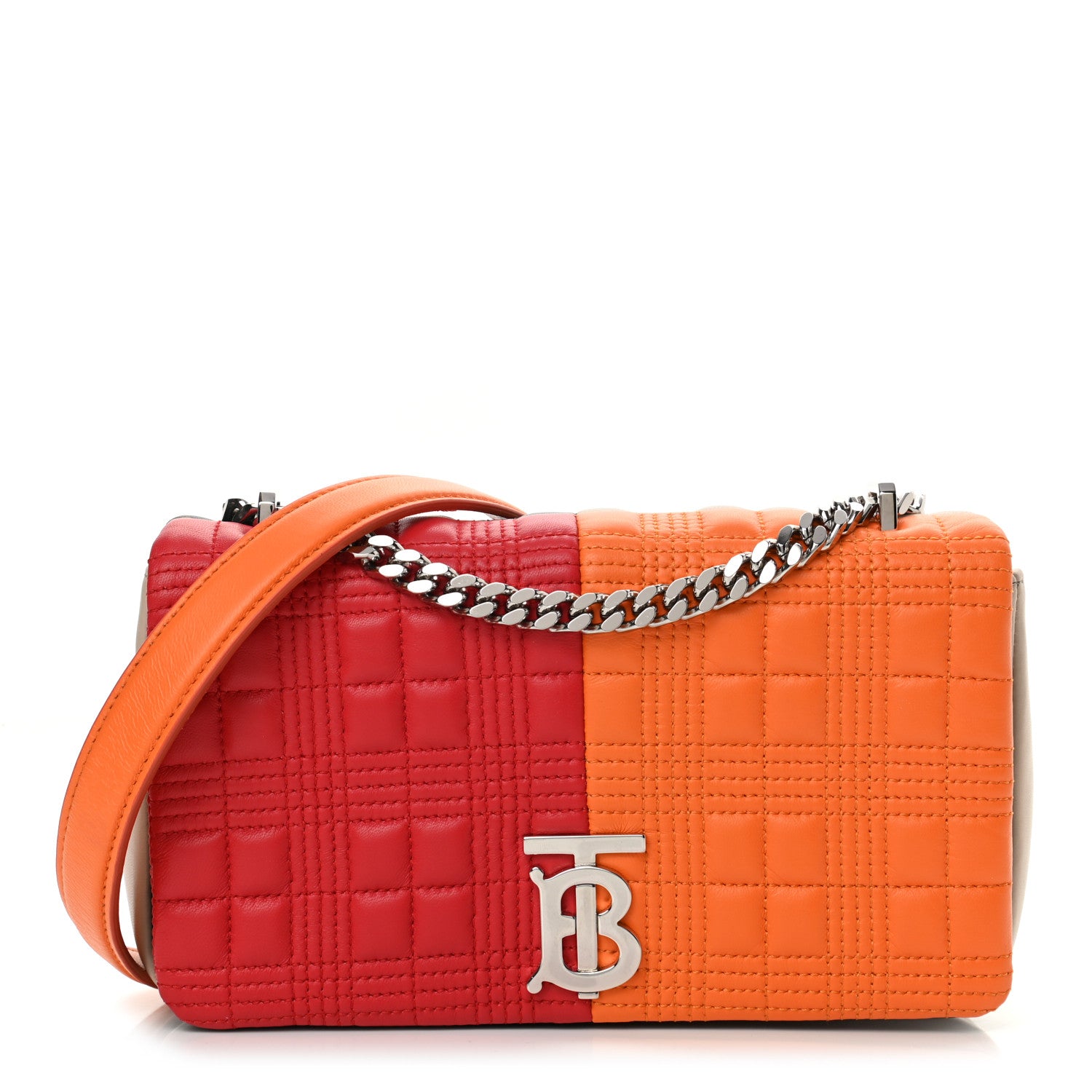 Burberry Lambskin Quilted Small Lola Bag Bright Red Orange 1 of 11