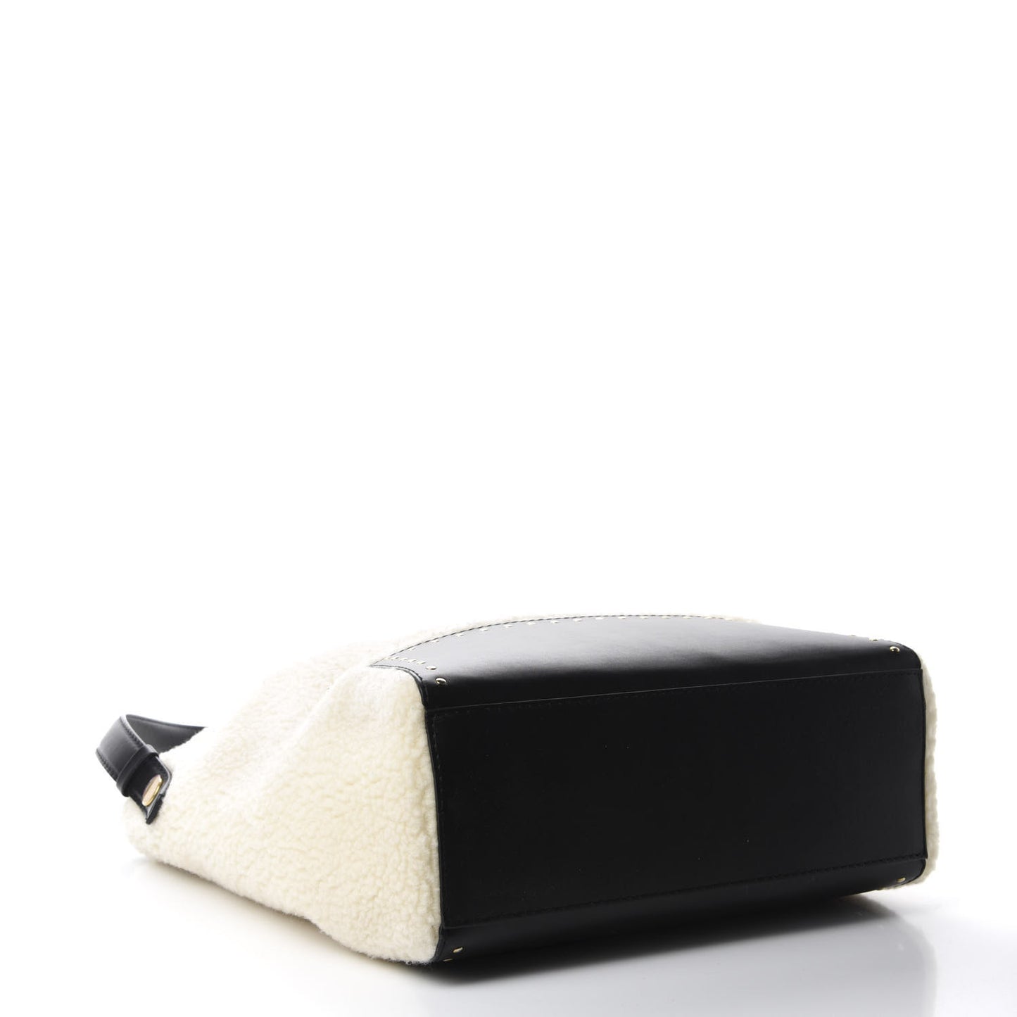 Eco Alter Nappa Shearling Popper Bucket Bag Black White