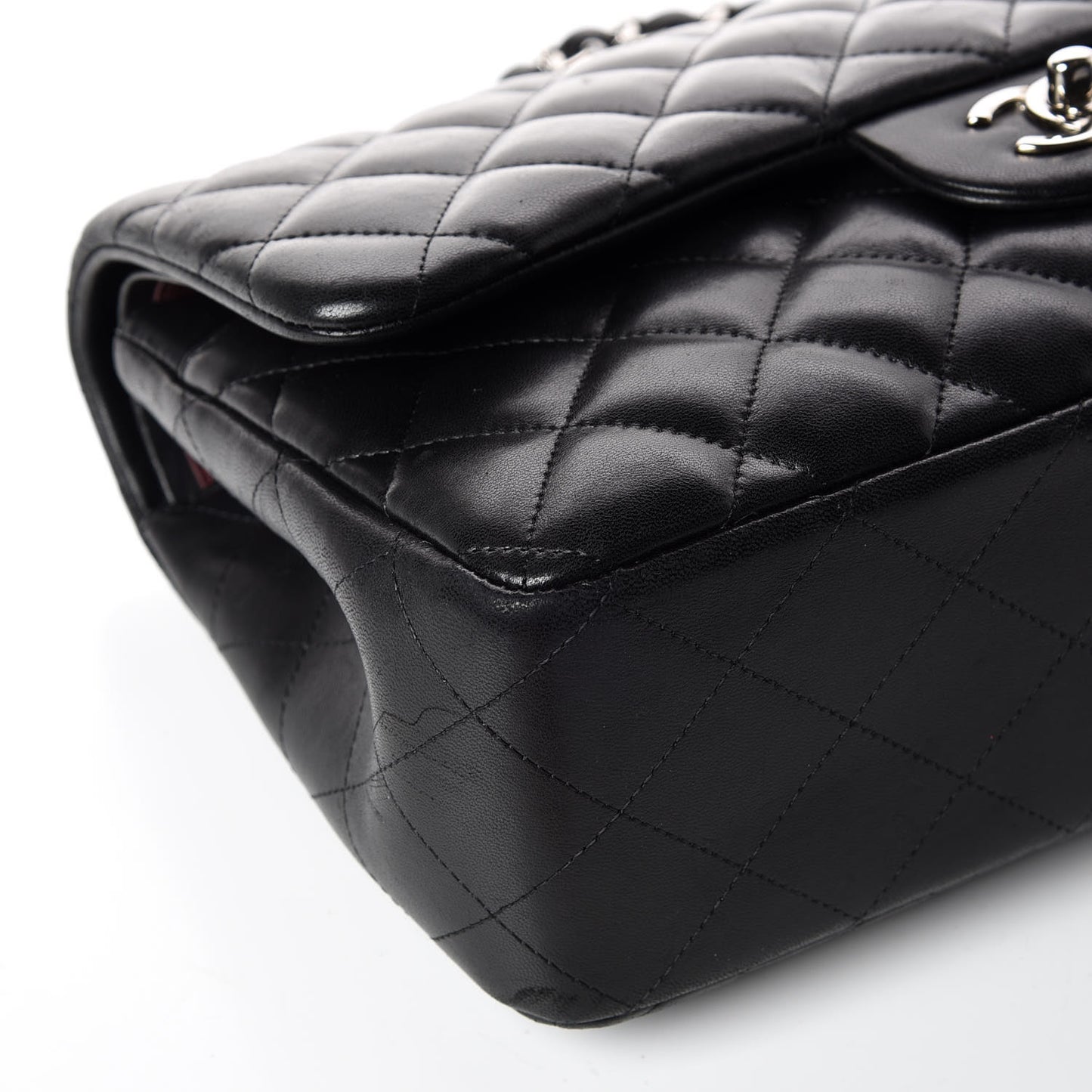 Lambskin Quilted Jumbo Double Flap Black