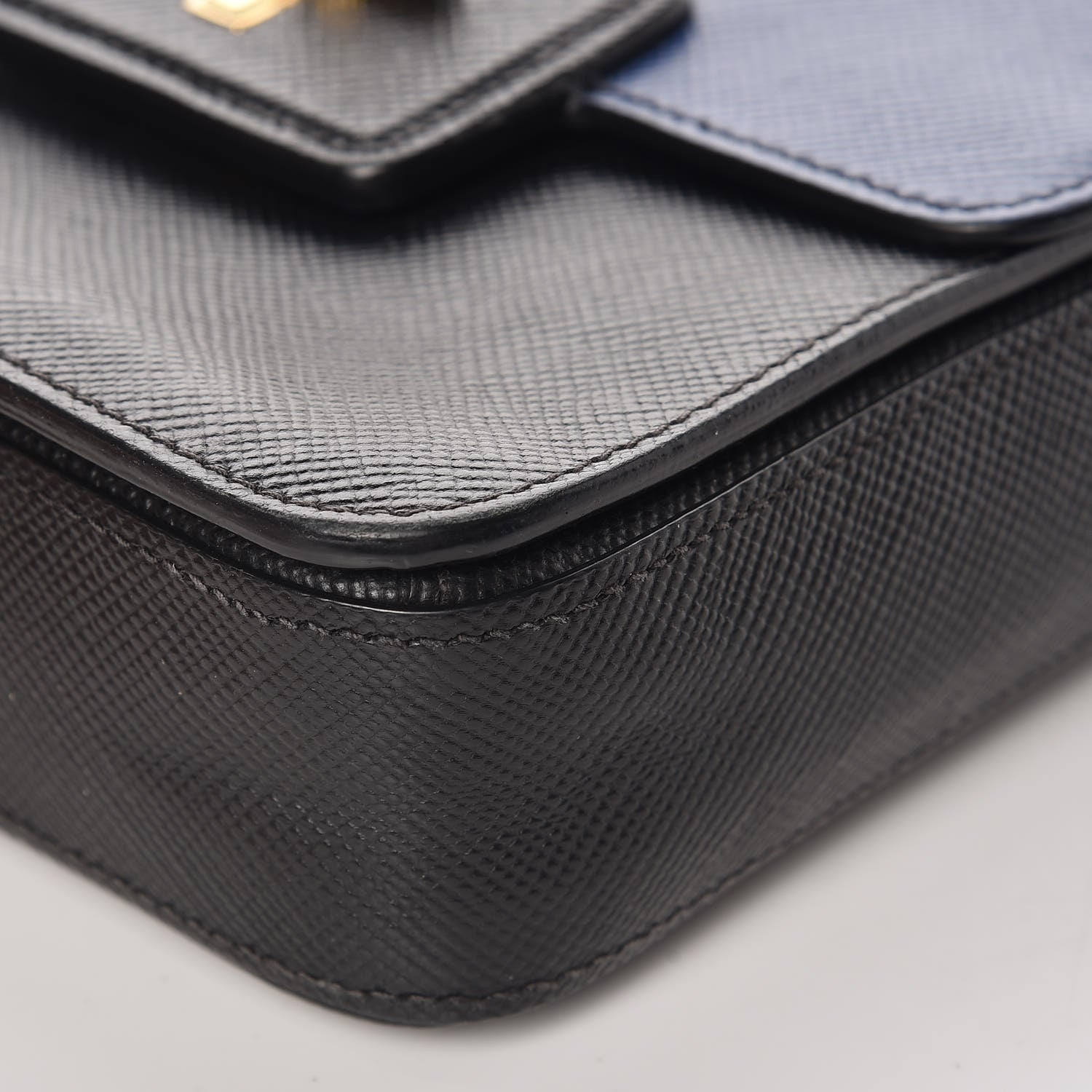 Prada Saffiano Bi-Color Crossbody Bag Inchiostro Black 13 of 15