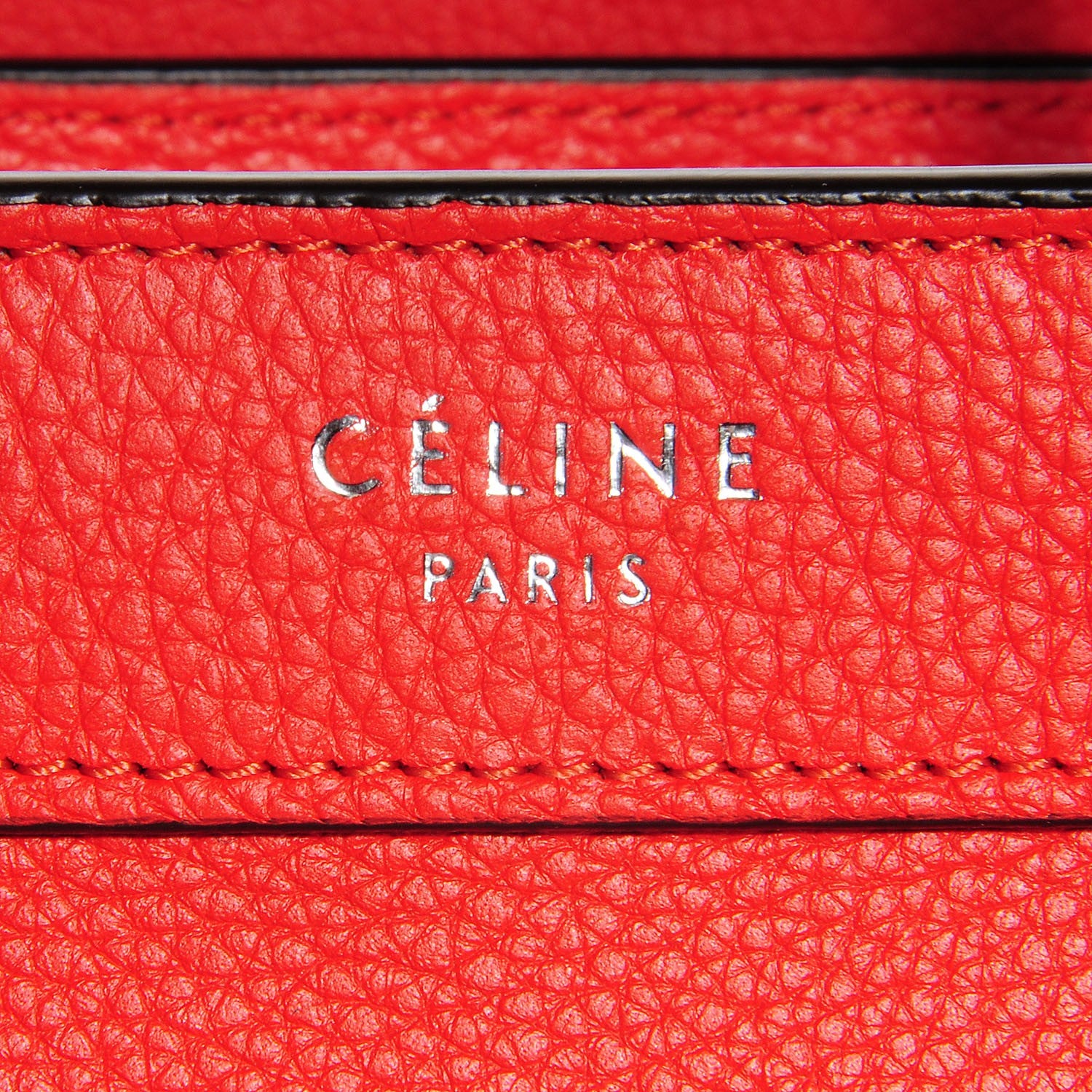 Celine Drummed Calfskin Nano Luggage Vermillion 6 of 8