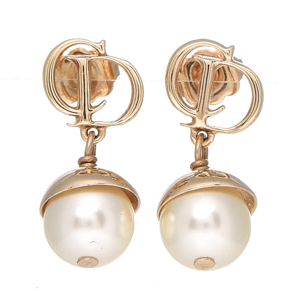 Christian Dior Pearl CD Drop Earrings Gold 1 of 3