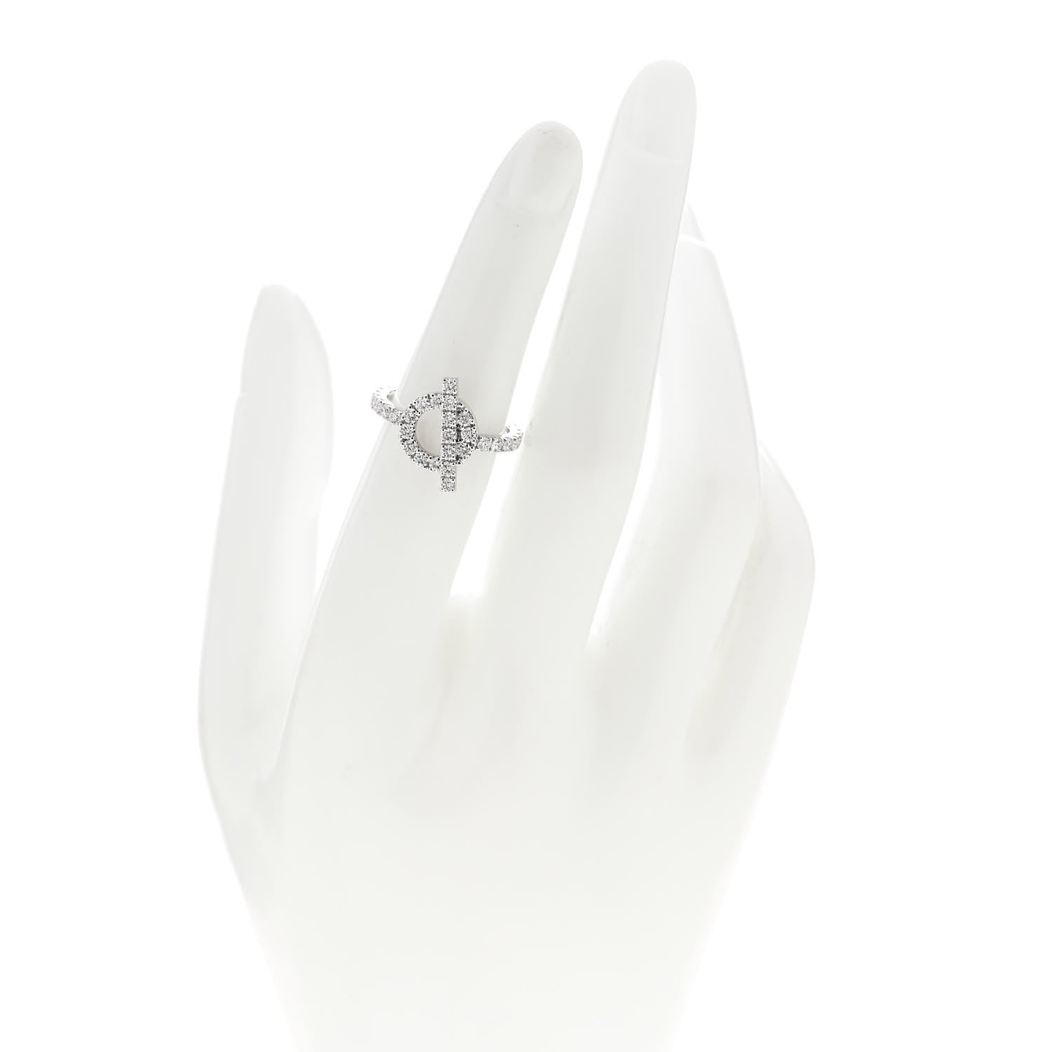 Hermes 18K White Gold Diamond Finesse Ring 51 5.75 2 of 9