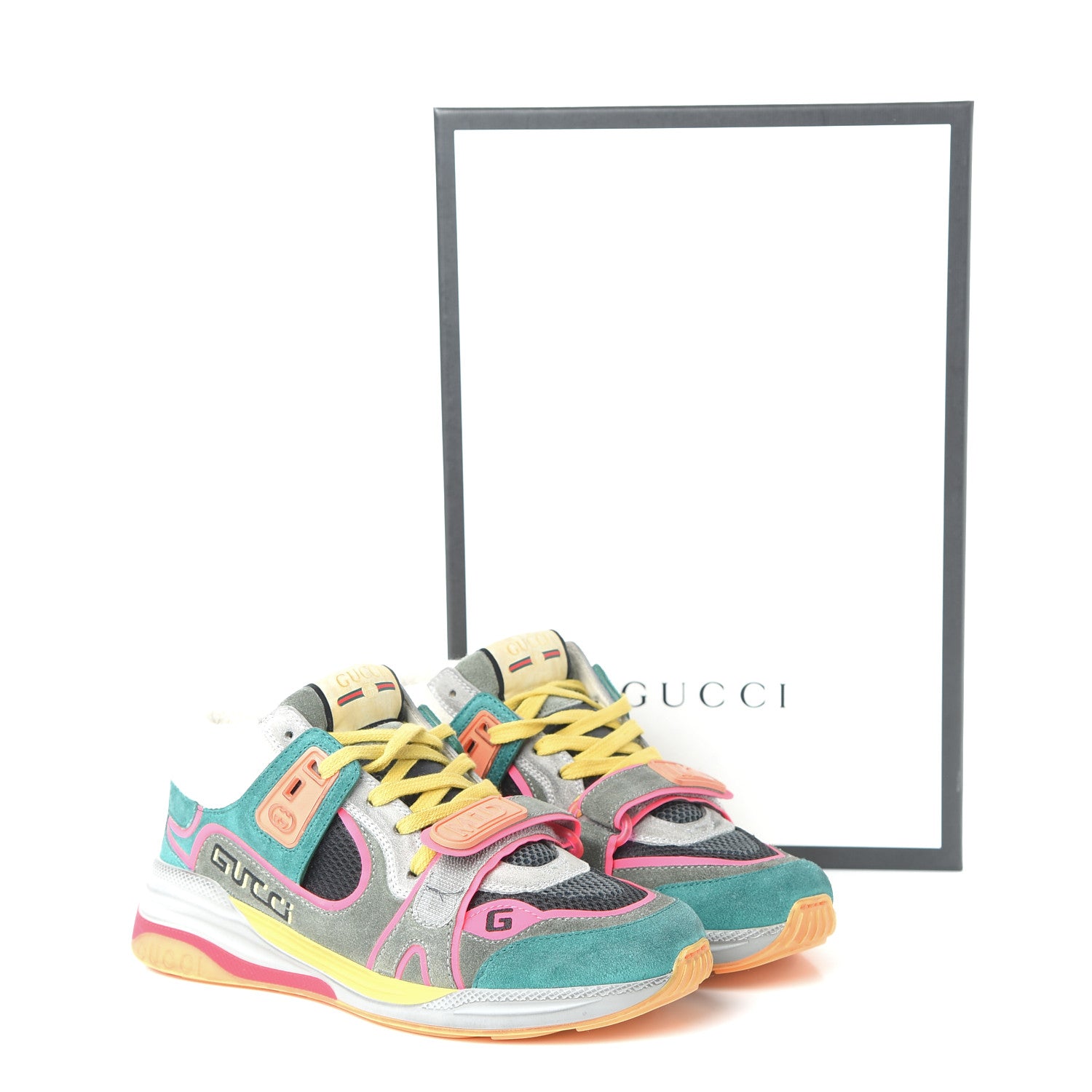 Gucci Suede Calfskin Womens Ultrapace Mid Top Sneakers 37.5 Green 8 of 8