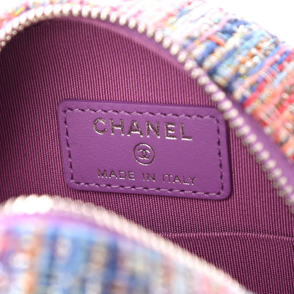 Chanel Tweed Quilted Round Clutch With Chain Blue Pink Orange 8 of 10