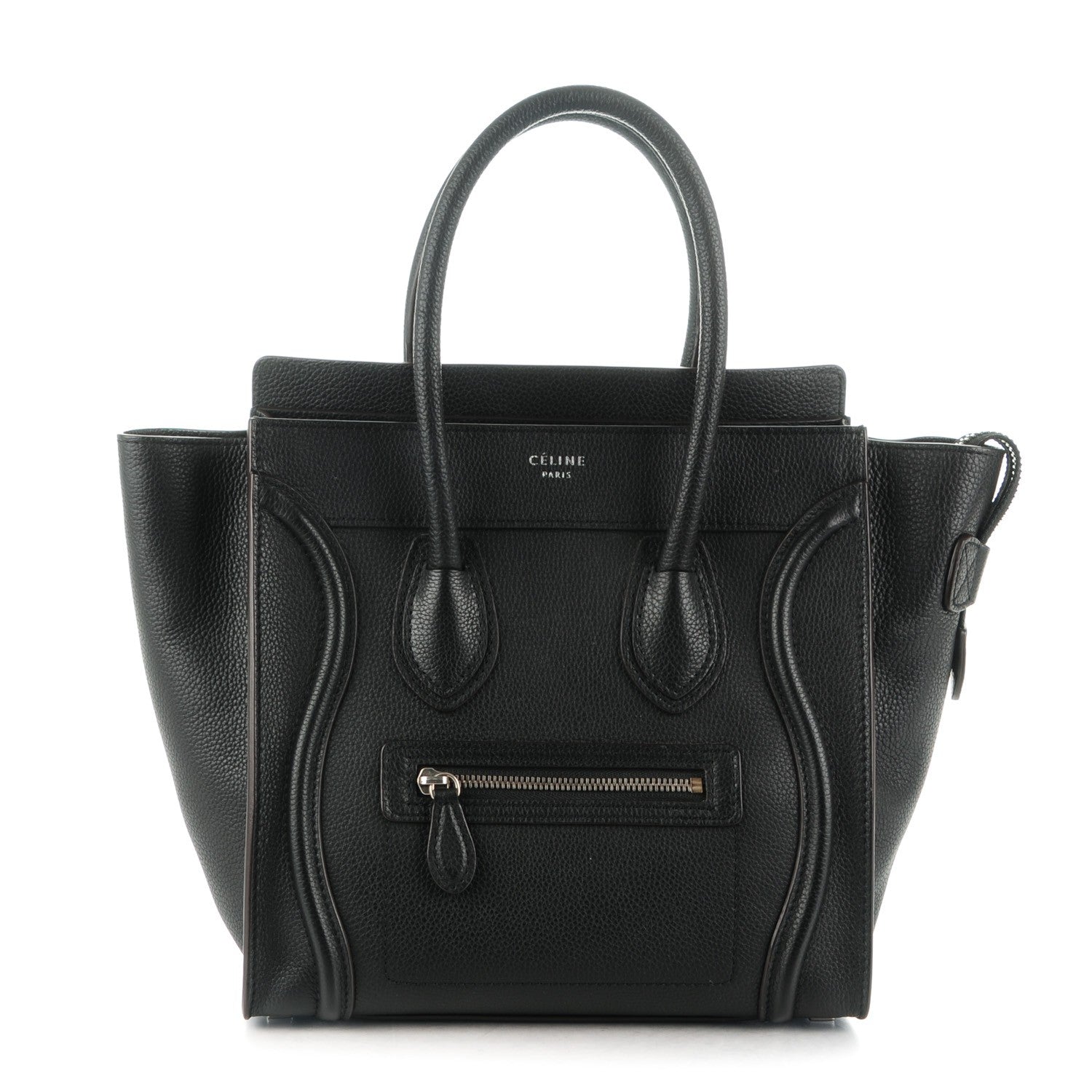 Celine Drummed Calfskin Micro Luggage Black 1 of 8