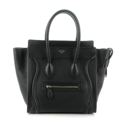 Celine Drummed Calfskin Micro Luggage Black 1 of 8