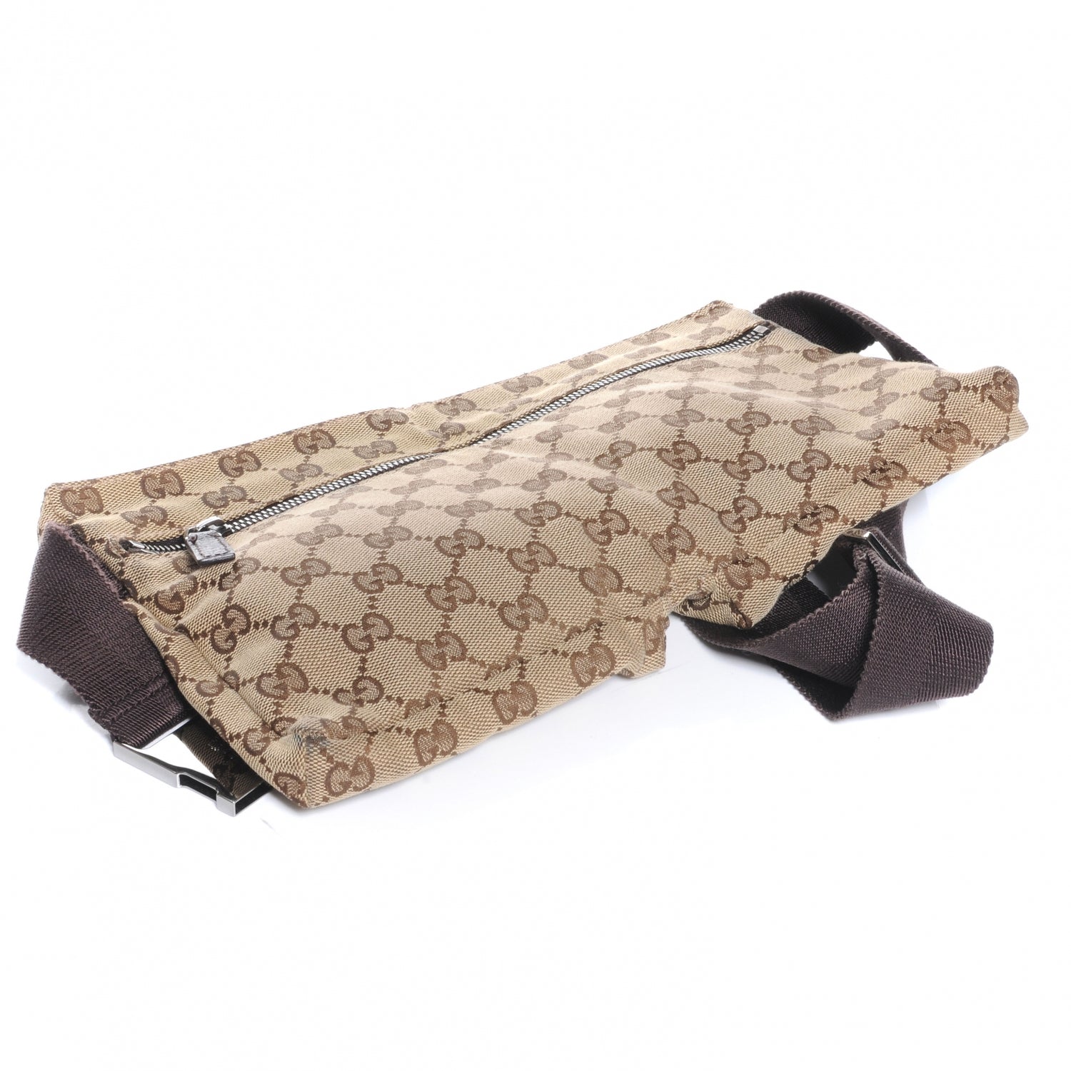 Gucci GG Monogram Web Double Pocket Belt Bag Dark Brown 8 of 8