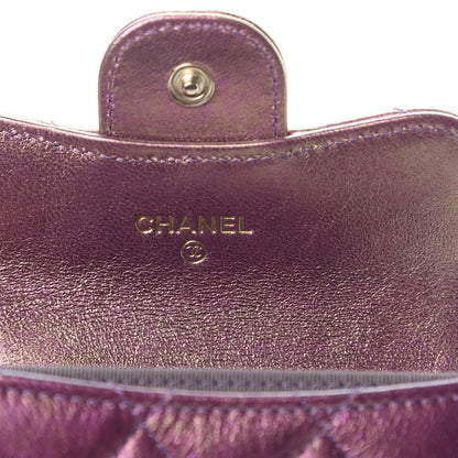 Chanel Iridescent Lambskin Quilted Flap Card Holder Purple 6 of 9