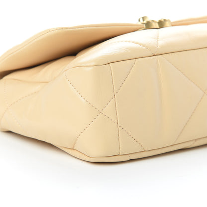 Chanel Shiny Goatskin Quilted Medium 19 Flap Beige 9 of 10