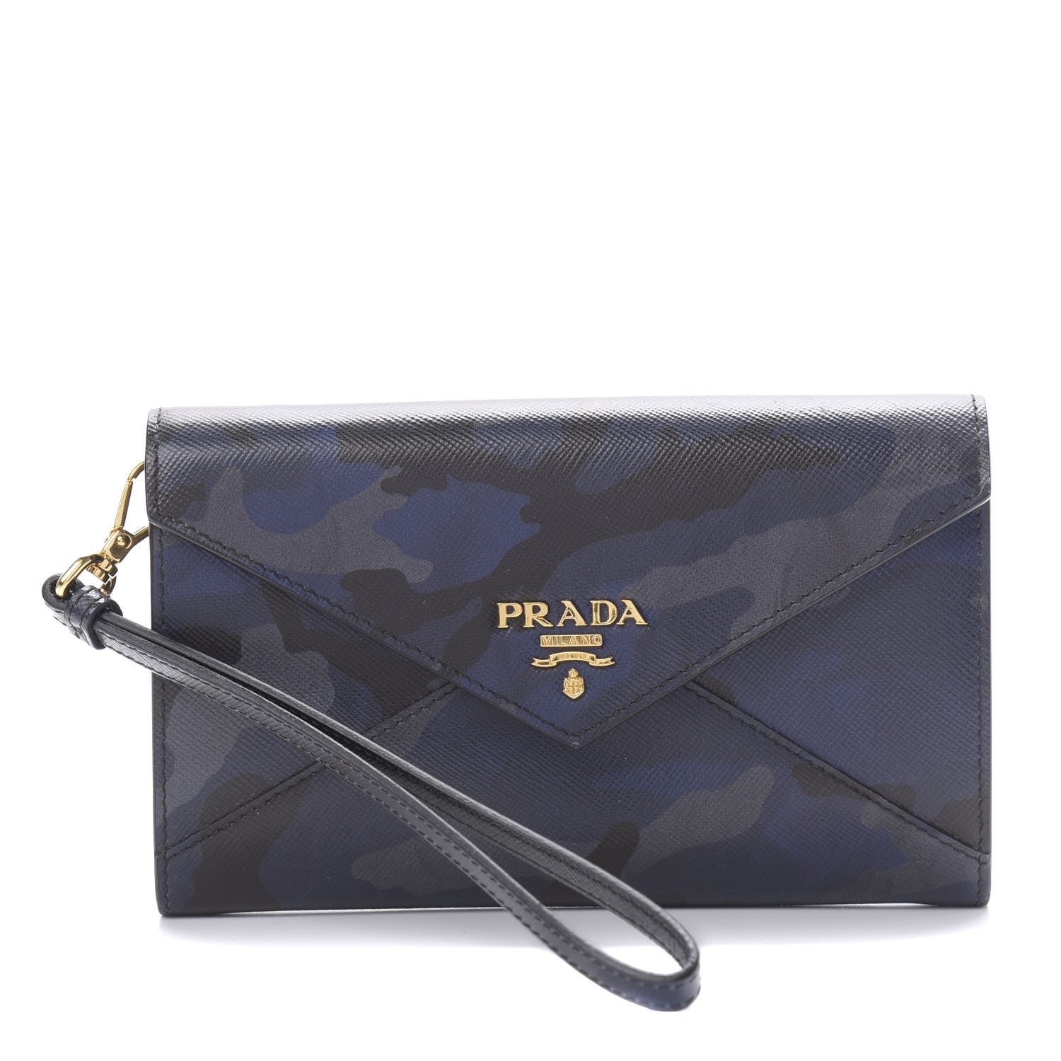 Prada Saffiano Camouflage Print Wristlet Wallet Royal 1 of 7