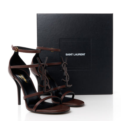 Saint Laurent Calfskin Cassandra 100 Sandals 38.5 Brown 9 of 9