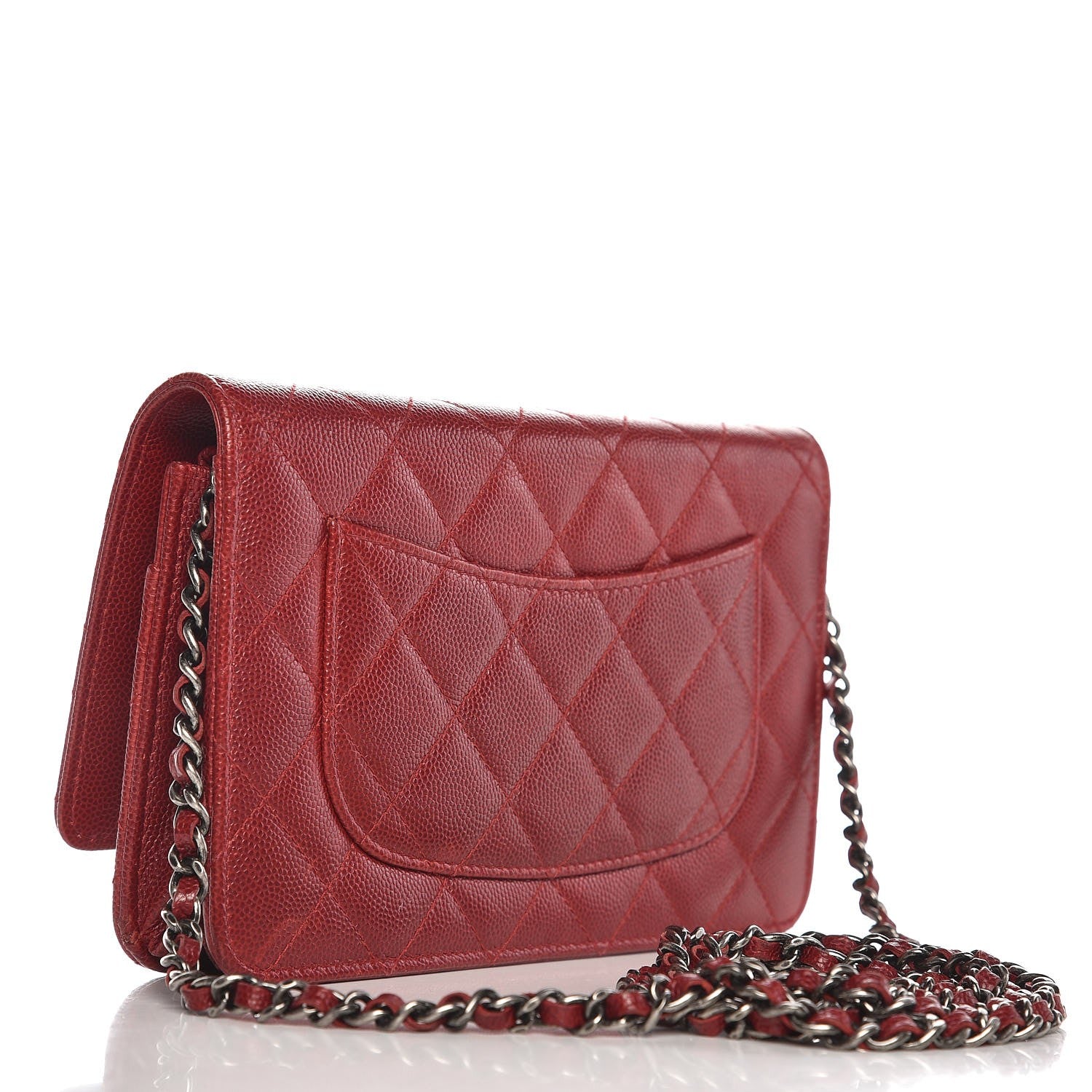 Chanel Caviar Quilted Wallet on Chain WOC Red 3 of 18