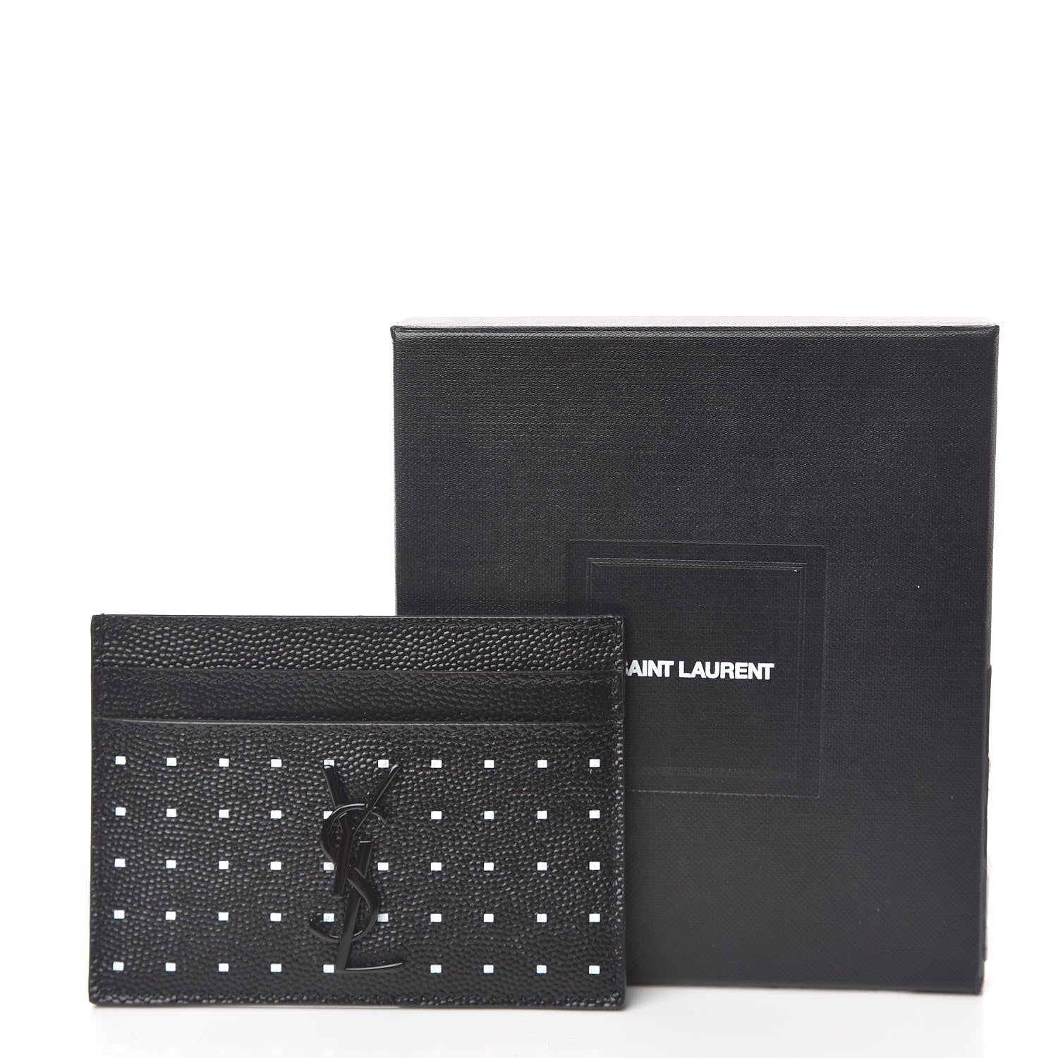 Saint Laurent Grain De Poudre Geo Print Monogram Credit Card Case Black White 8 of 8