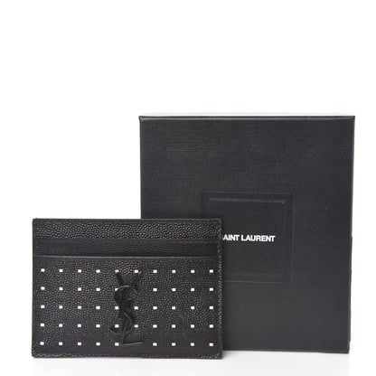 Saint Laurent Grain De Poudre Geo Print Monogram Credit Card Case Black White 8 of 8