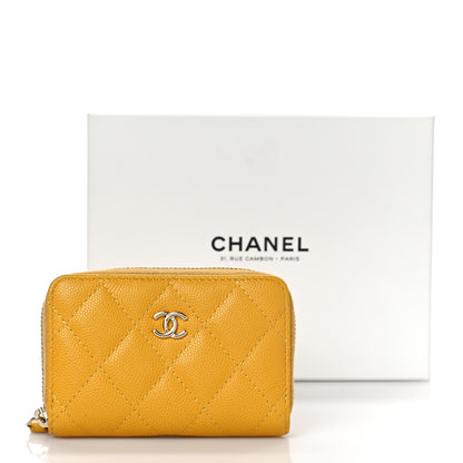 Chanel Caviar Quilted Zip Coin Purse Yellow 10 of 10