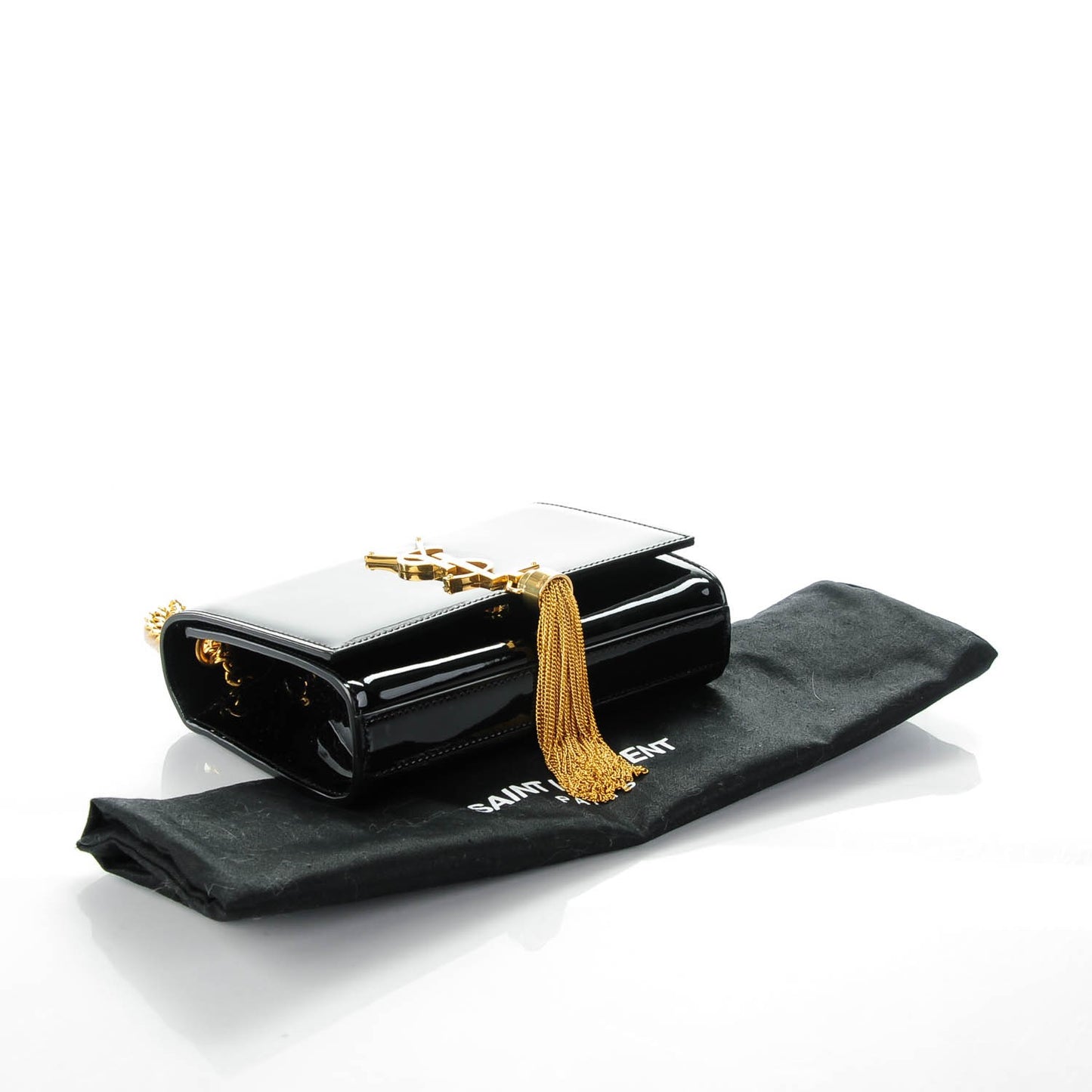 Patent Small Classic Monogram Tassel Satchel Black