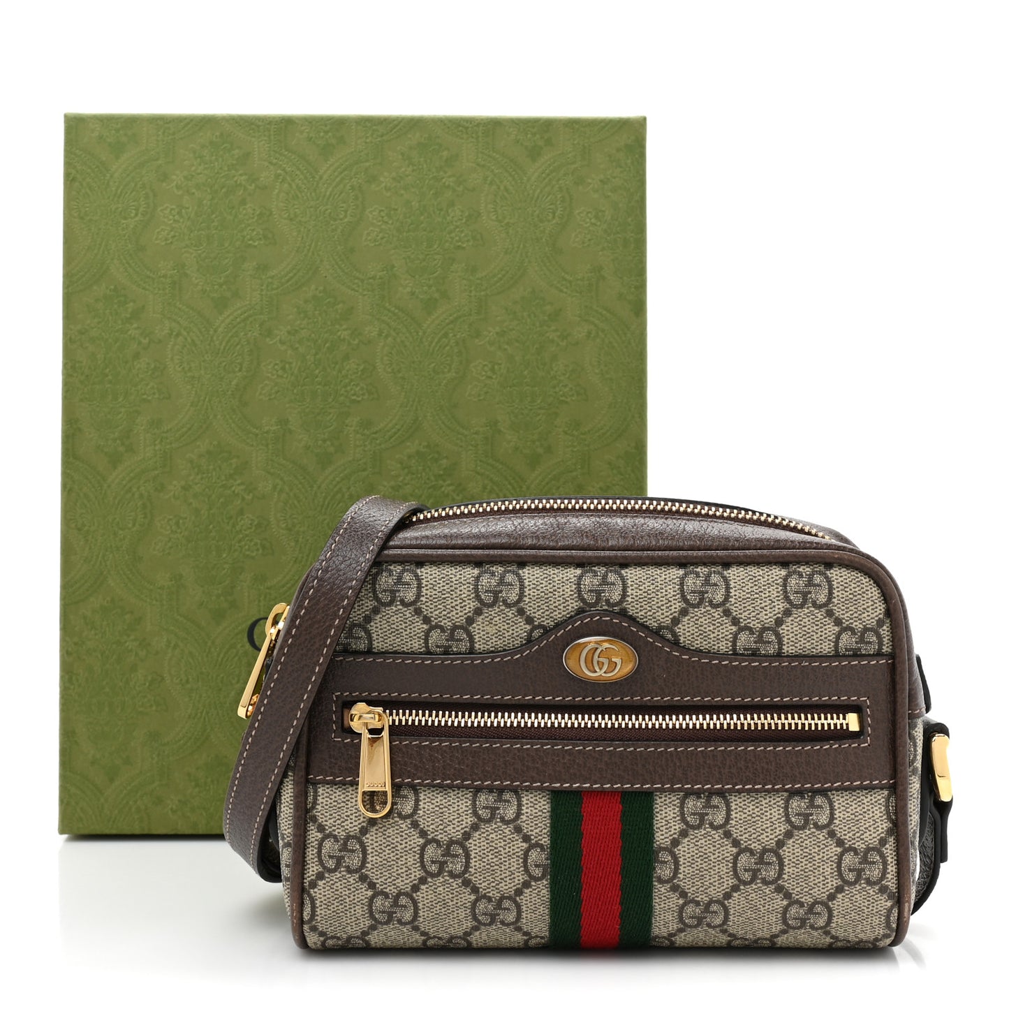 GG Supreme Monogram Web Mini Ophidia Shoulder Bag Brown