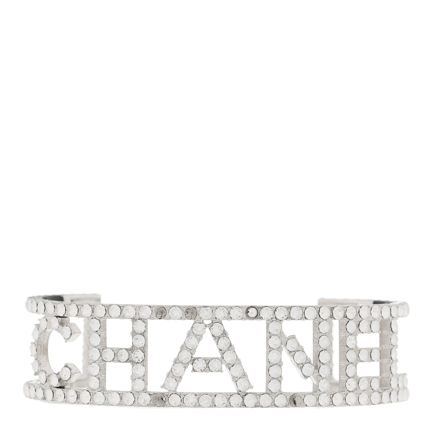 Chanel Crystal Logo Cuff Silver 1 of 5